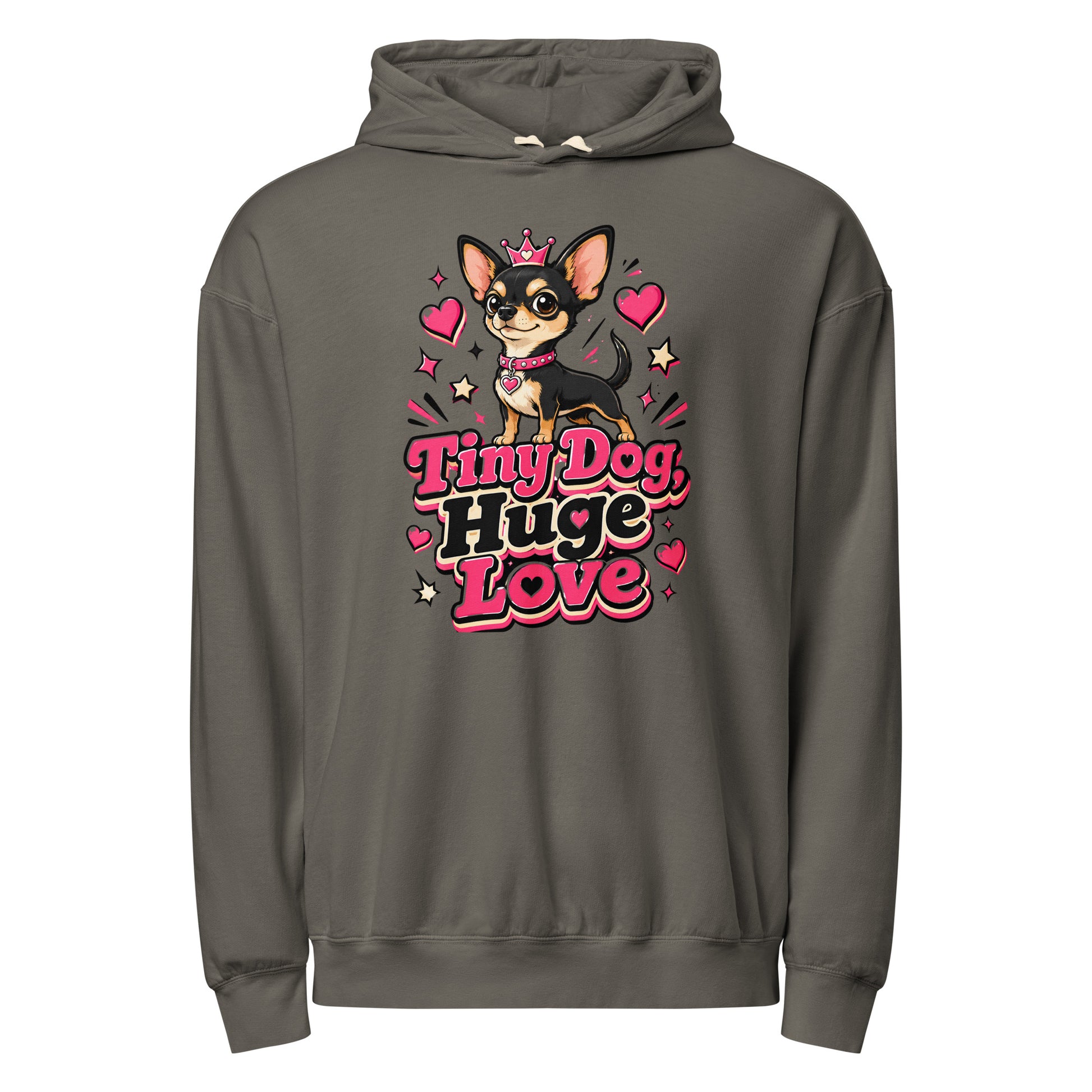 Elite Tiny Dog Huge Love - Premium Luxury Chihuahua Dog Lovers Garment-Dyed Lightweight Hoodie by printfluence.net