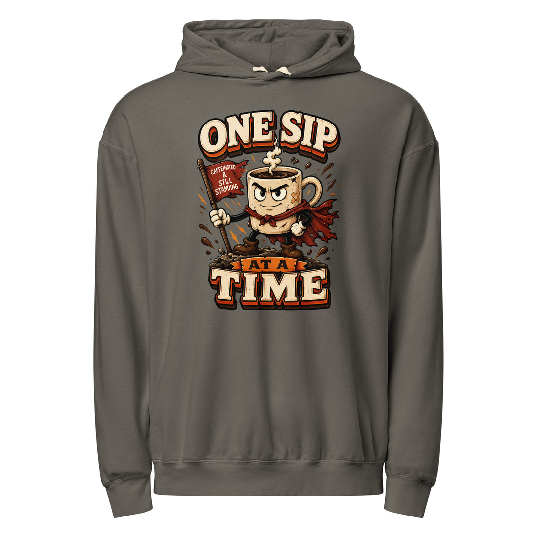 Coffee Lovers Lightweight Garment-Dyed Hoodie - One Sip At A Time! by printfluence.net