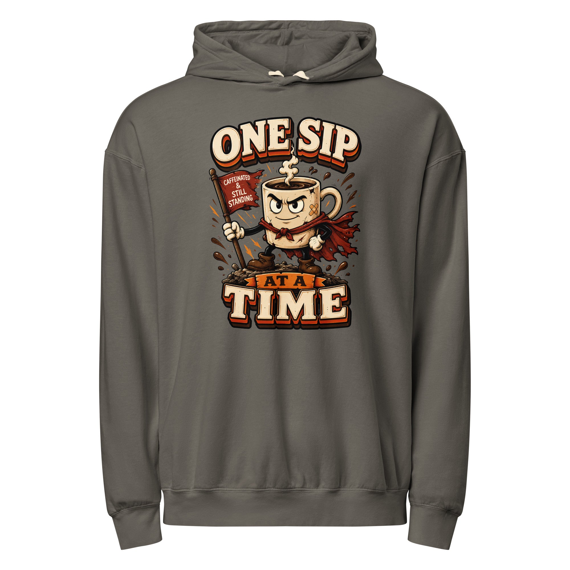 Coffee Lovers Lightweight Garment-Dyed Hoodie - One Sip At A Time! by printfluence.net