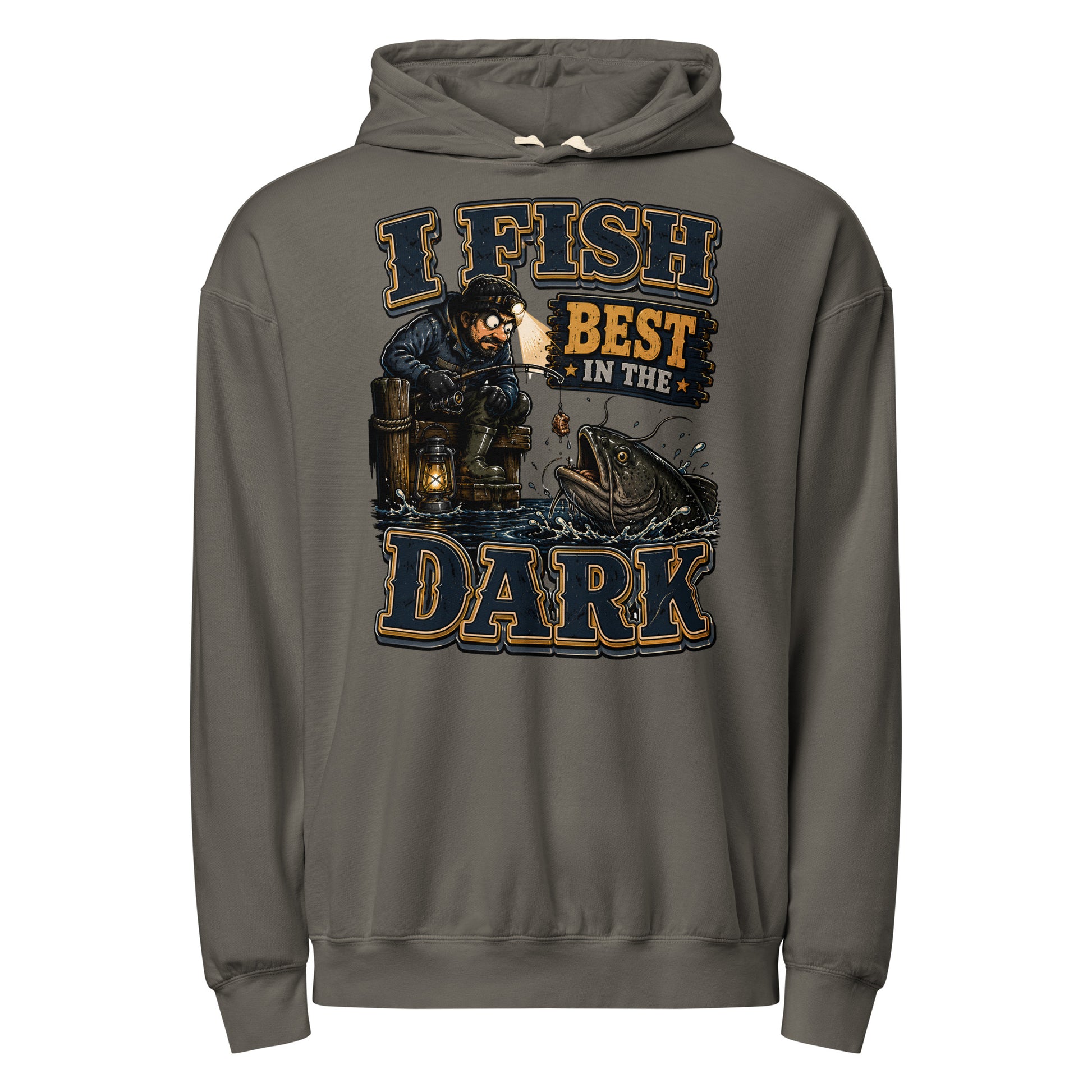 I Fish Best In The Dark Lightweight Hoodie | Fishing Lovers Gift by printfluence.net