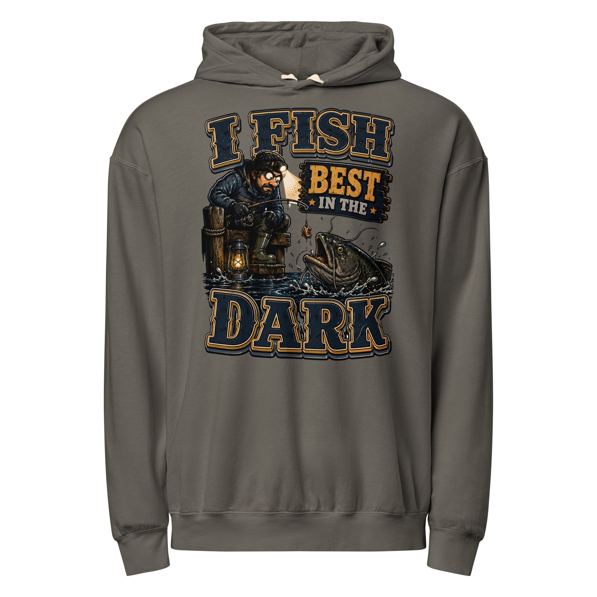 I Fish Best In The Dark Lightweight Hoodie | Fishing Lovers Gift by printfluence.net