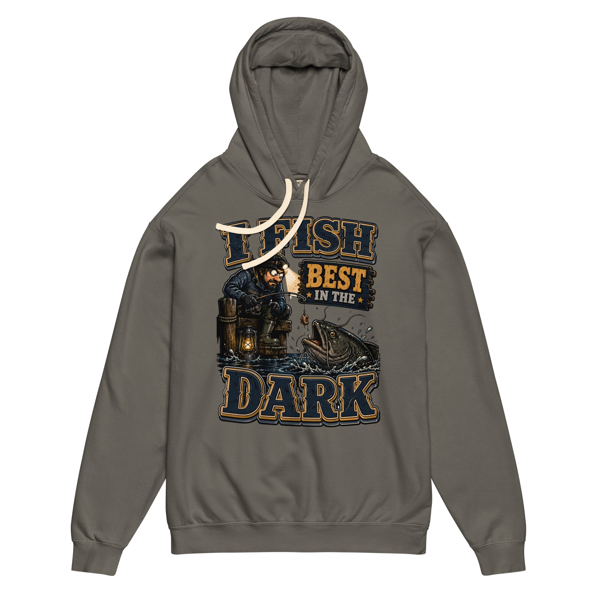 I Fish Best In The Dark Lightweight Hoodie | Fishing Lovers Gift by printfluence.net