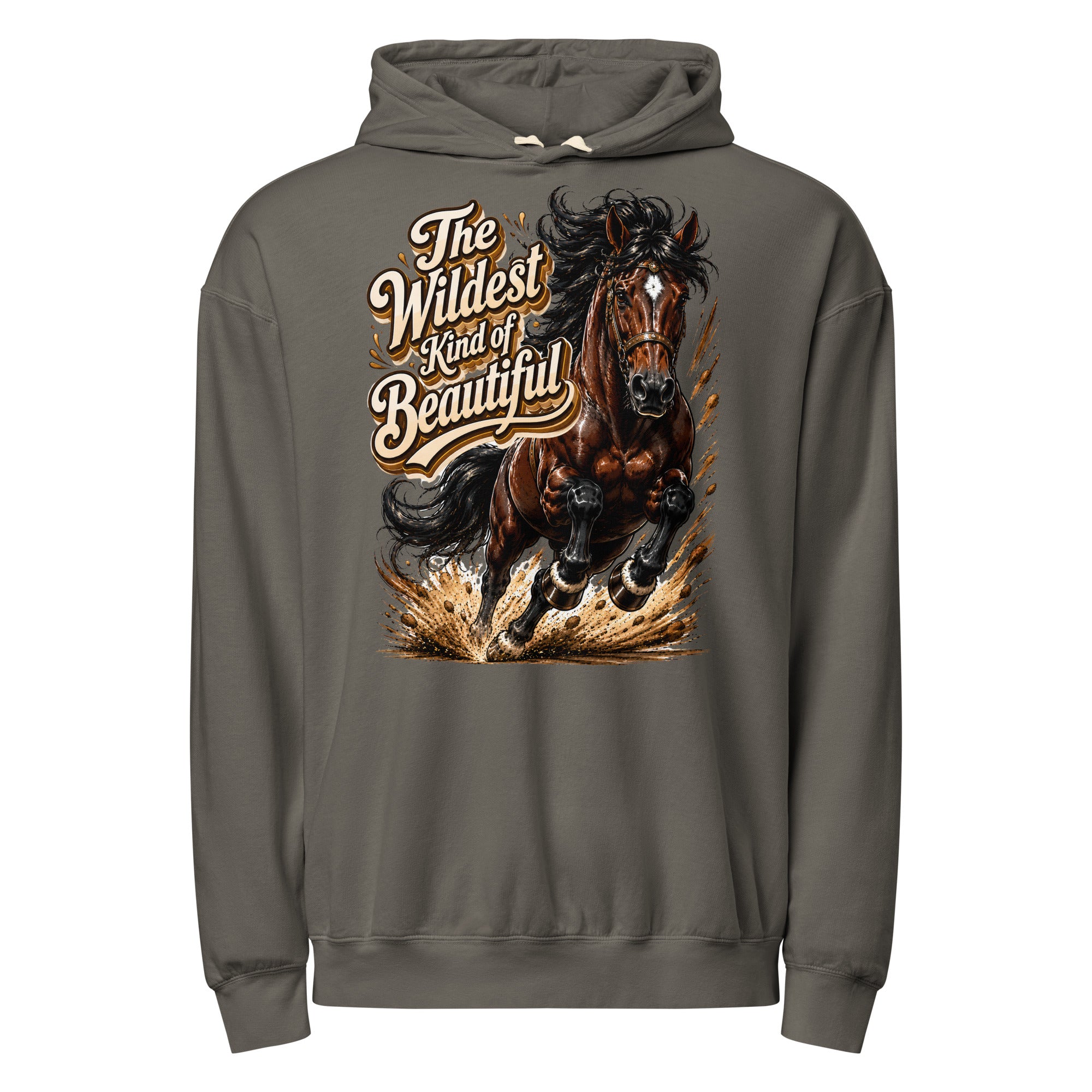 Wildest Kind of Beautiful Lightweight Hoodie | Premium Wash Horse Lovers Gift by printfluence.net