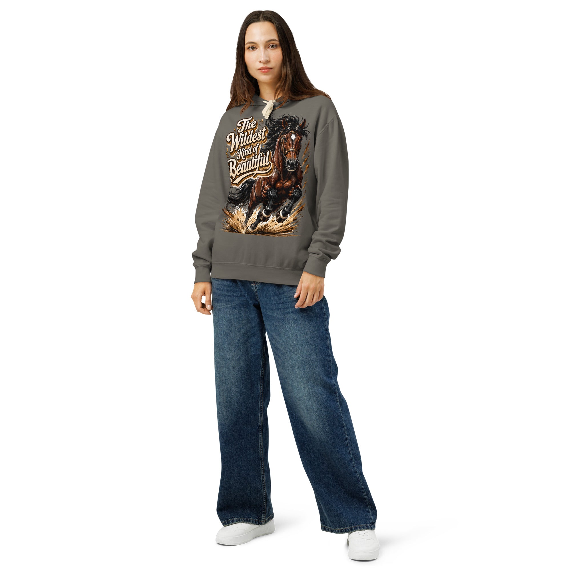 Wildest Kind of Beautiful Lightweight Hoodie | Premium Wash Horse Lovers Gift by printfluence.net