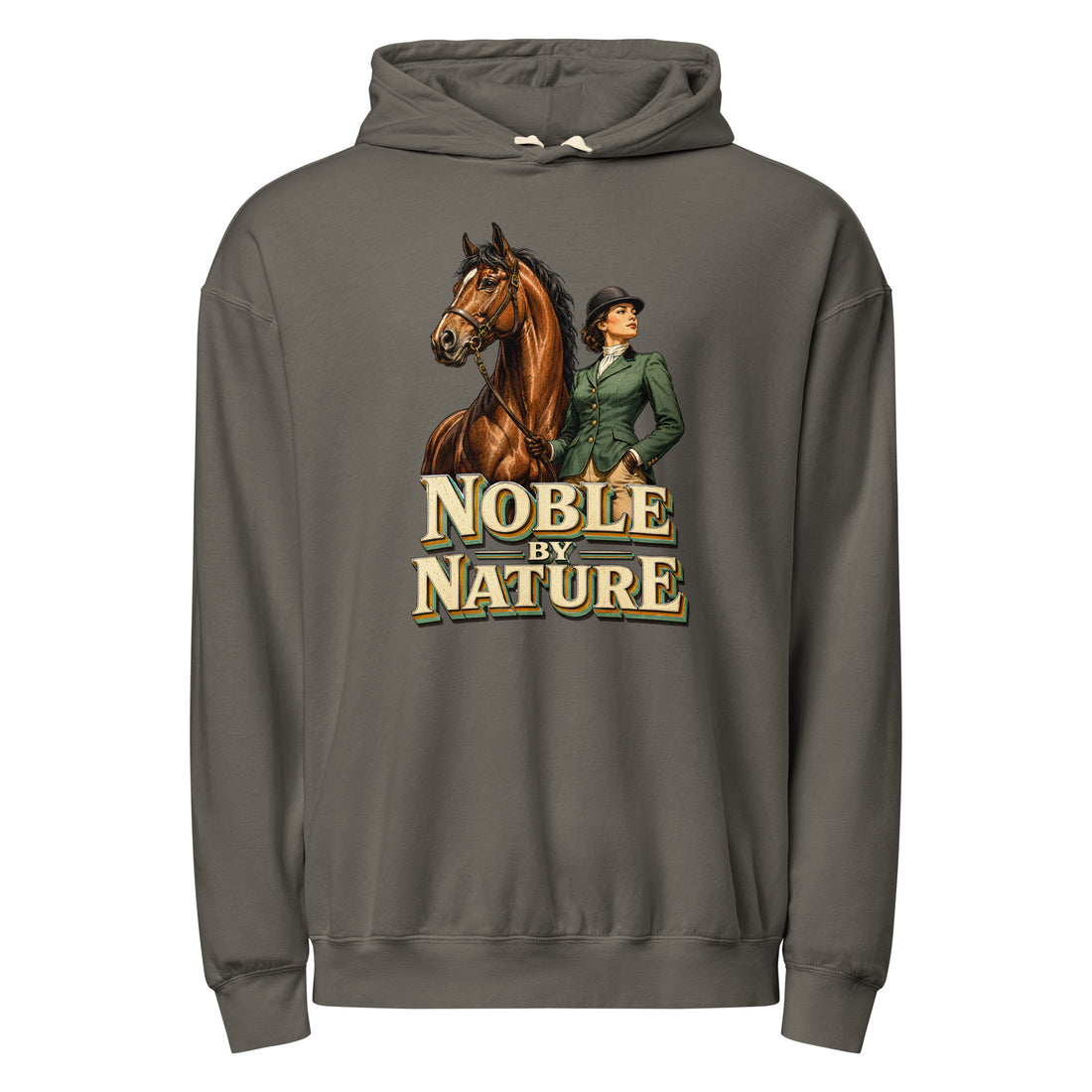 Noble By Nature Vintage Horse Lightweight Hoodie - Horse Lovers Edition H-6 by printfluence.net