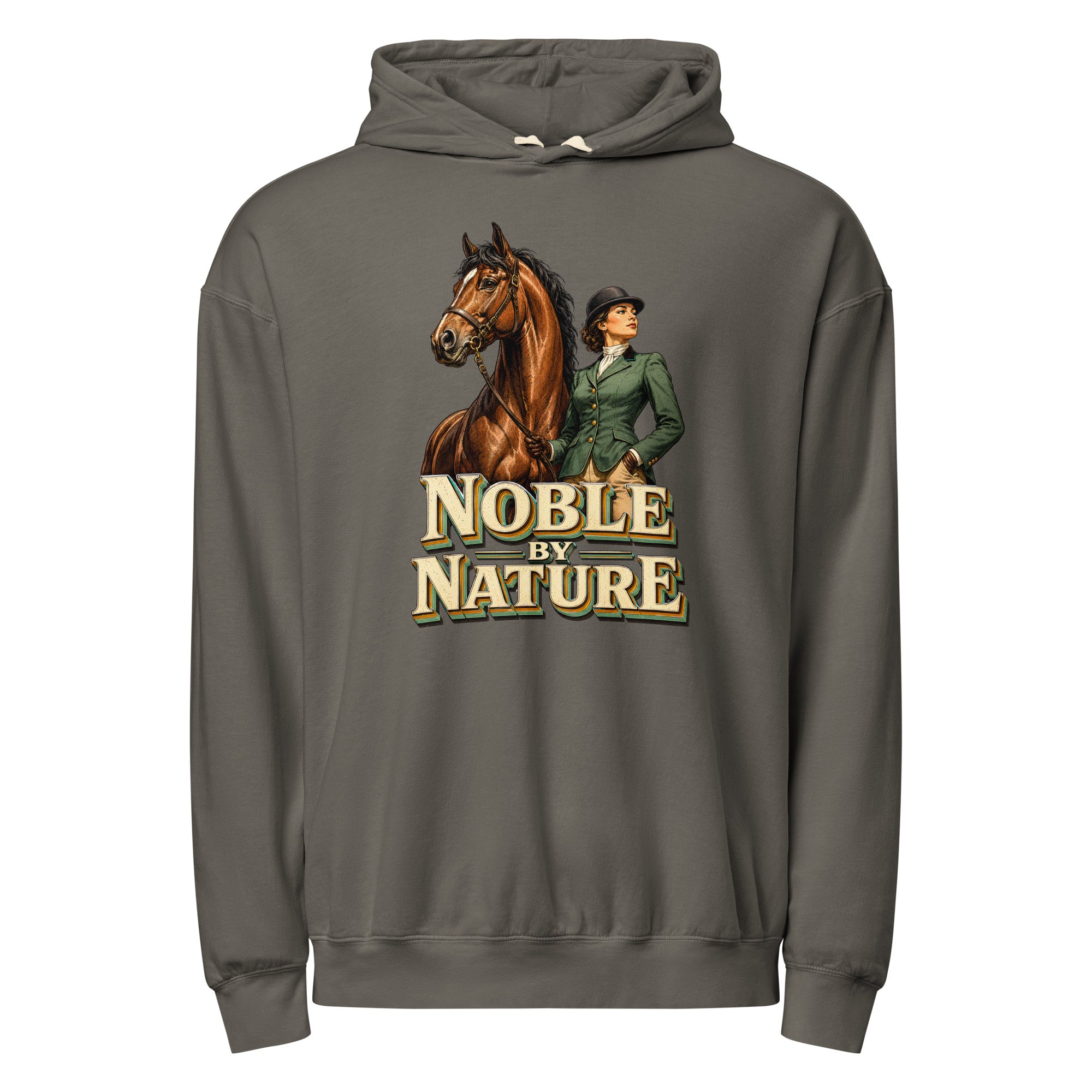 Noble By Nature Vintage Horse Lightweight Hoodie - Horse Lovers Edition H-6 by printfluence.net
