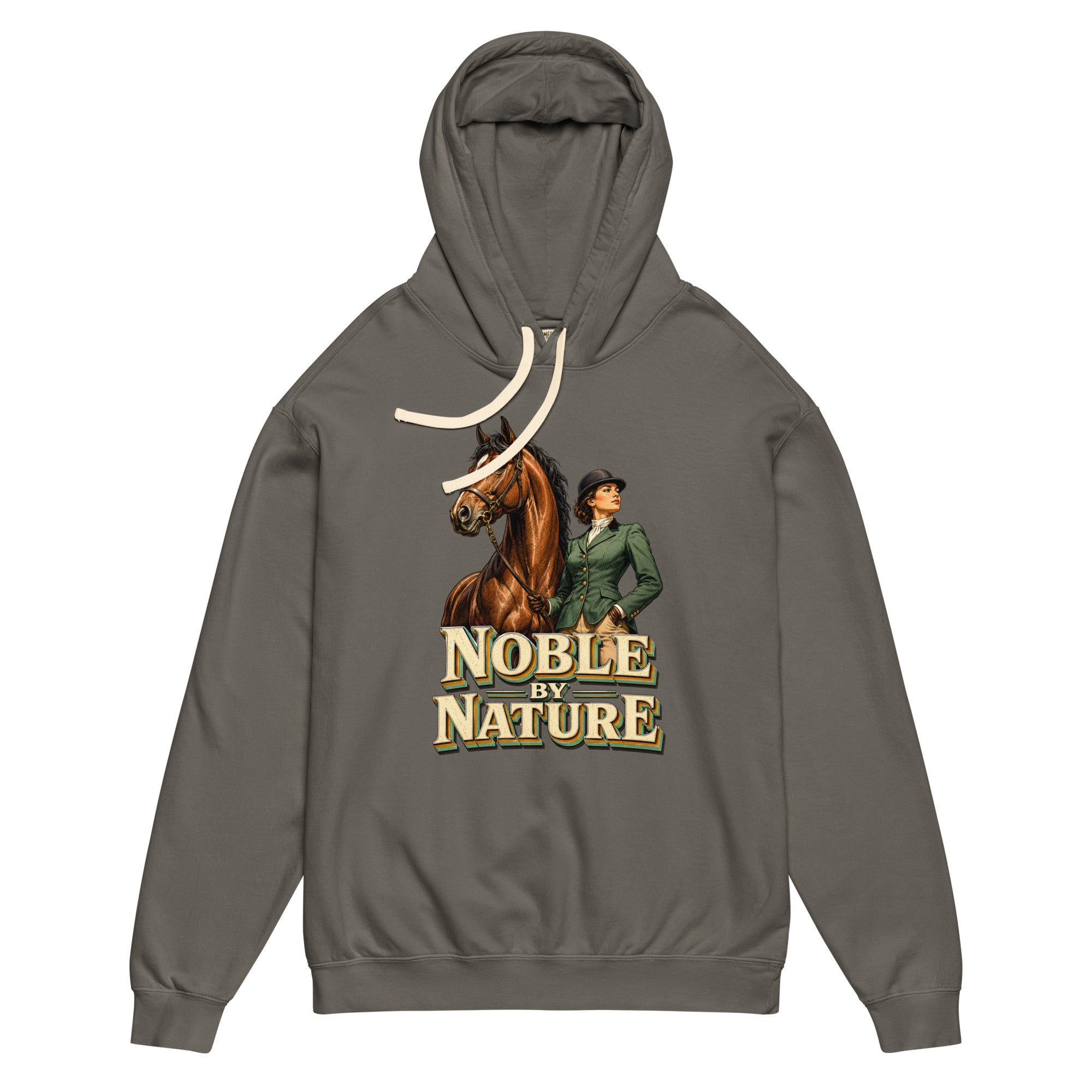 Noble By Nature Vintage Horse Lightweight Hoodie - Horse Lovers Edition H-6 by printfluence.net