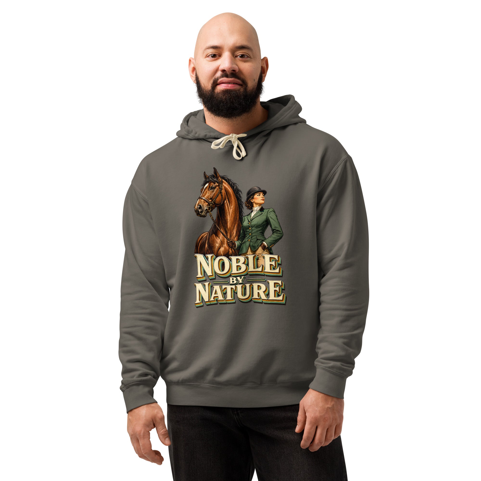 Noble By Nature Vintage Horse Lightweight Hoodie - Horse Lovers Edition H-6 by printfluence.net