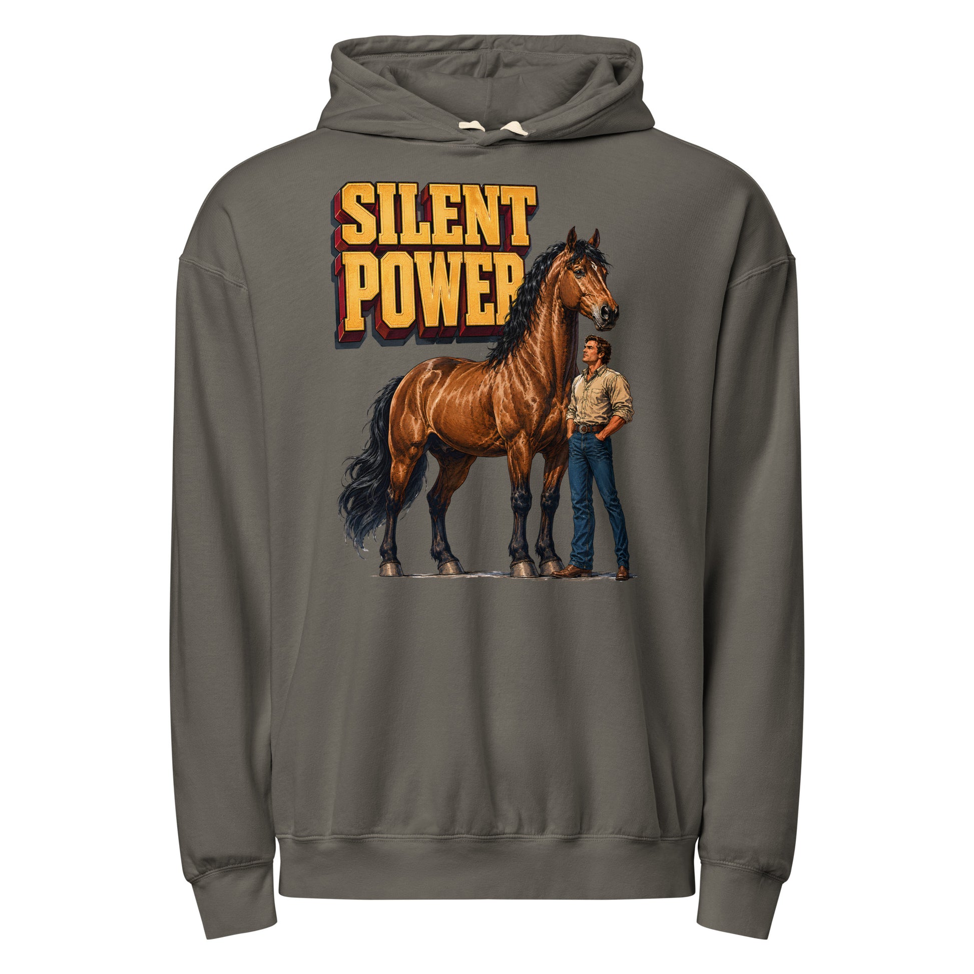 Silent Power Unisex Garment-Dyed Lightweight Hoodie - Horse Lovers Edition H-6 by printfluence.net