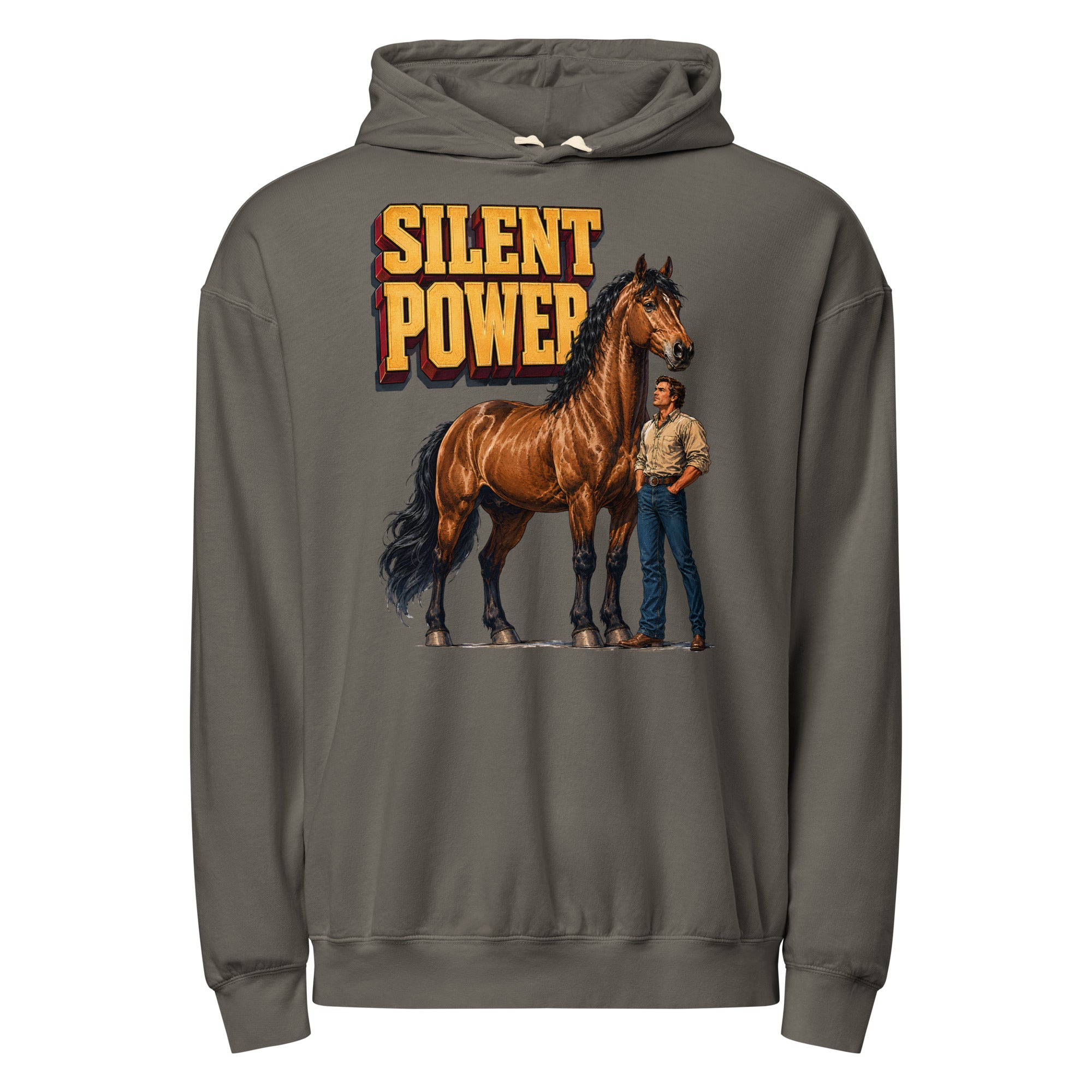 Silent Power Unisex Garment-Dyed Lightweight Hoodie - Horse Lovers Edition H-6 by printfluence.net