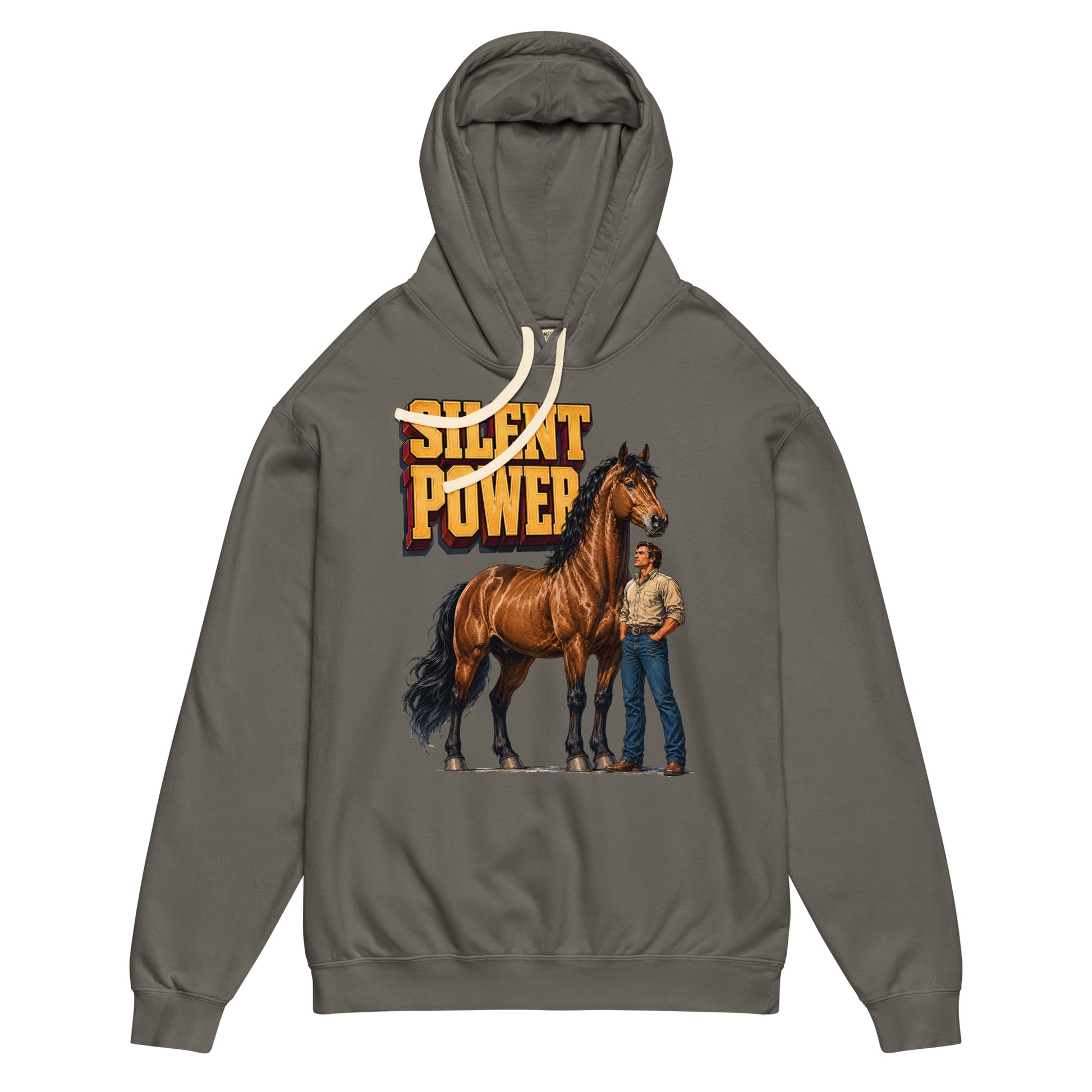 Silent Power Unisex Garment-Dyed Lightweight Hoodie - Horse Lovers Edition H-6 by printfluence.net