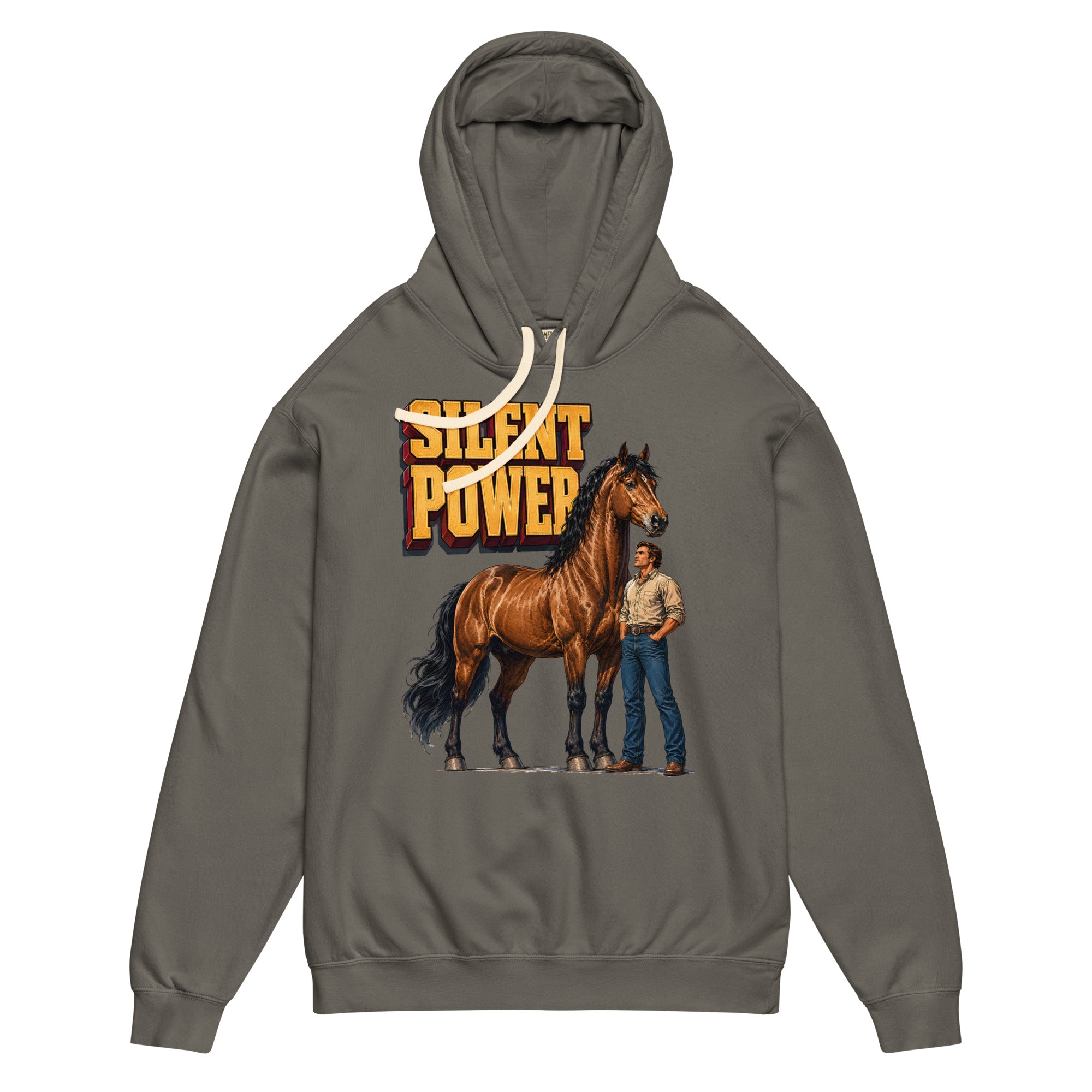Silent Power Unisex Garment-Dyed Lightweight Hoodie - Horse Lovers Edition H-6 by printfluence.net