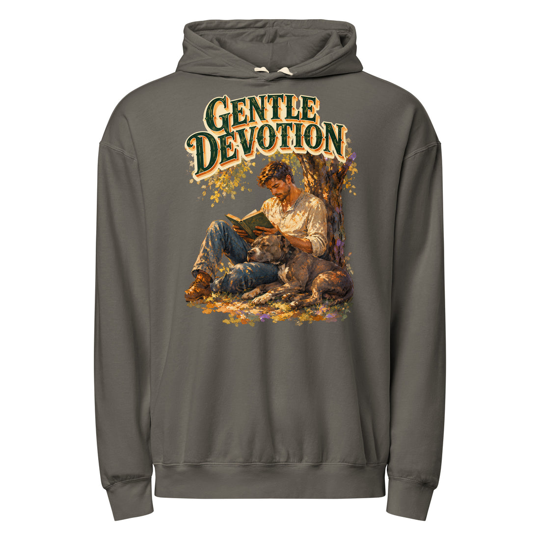 Gentle Devotion Hoodie - Vintage Pitbull Lovers Garment Dyed Lightweight Pullover H-6 by printfluence.net