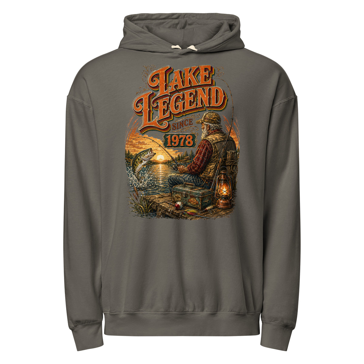 Fishing Lovers | Unisex garment-dried lightweight hoodie — LAKE LEGEND SINCE 1978 by printfluence