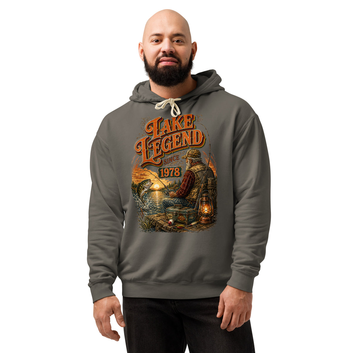 Fishing Lovers | Unisex garment-dried lightweight hoodie — LAKE LEGEND SINCE 1978 by printfluence