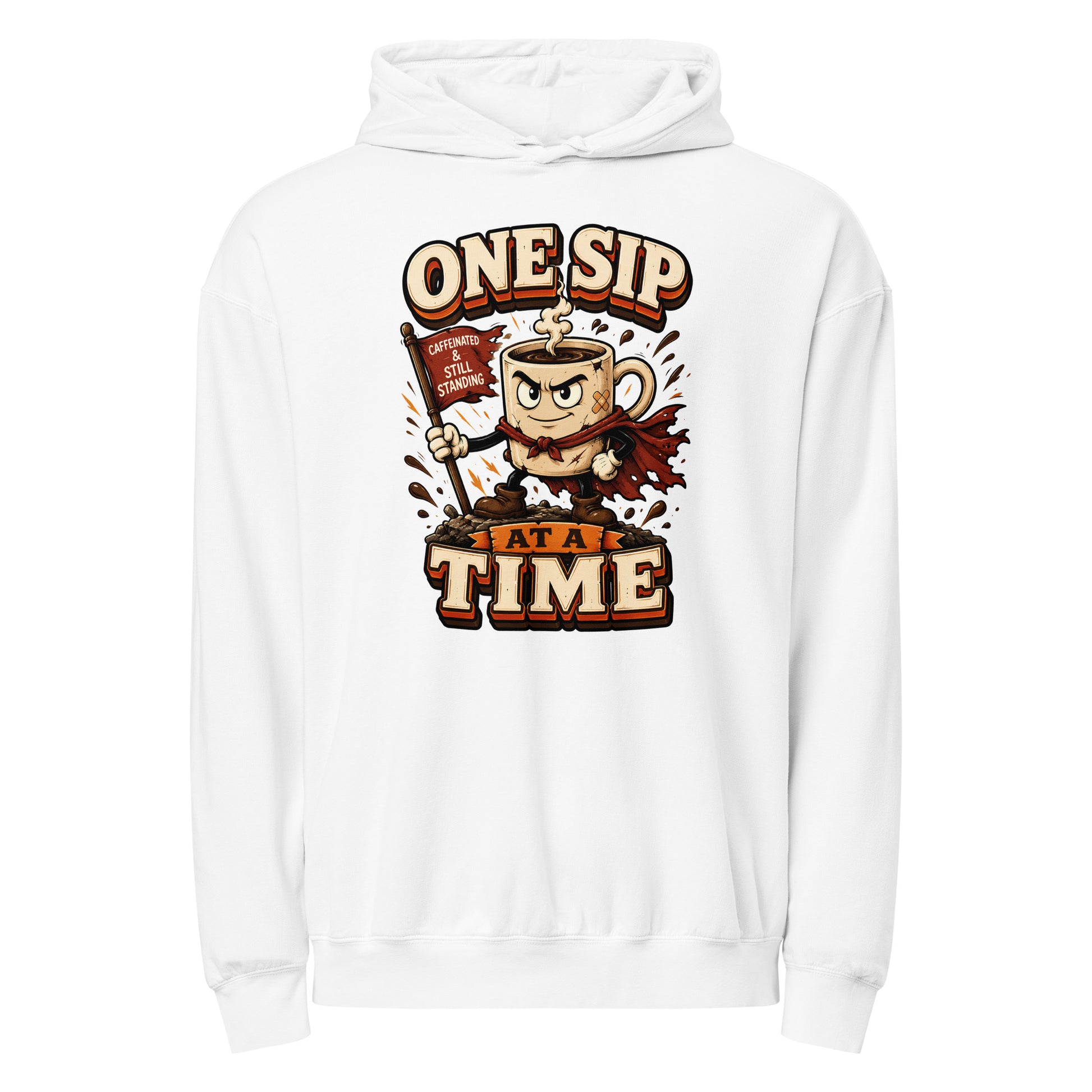 Coffee Lovers Lightweight Garment-Dyed Hoodie - One Sip At A Time! by printfluence.net