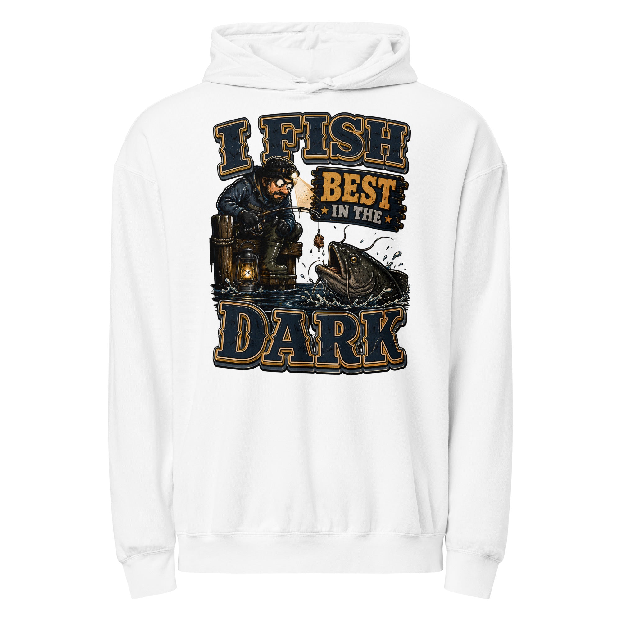 I Fish Best In The Dark Lightweight Hoodie | Fishing Lovers Gift by printfluence.net