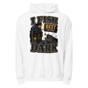 I Fish Best In The Dark Lightweight Hoodie | Fishing Lovers Gift by printfluence.net