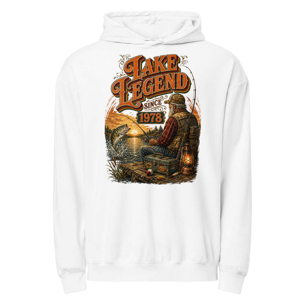 Fishing Lovers | Unisex garment-dried lightweight hoodie — LAKE LEGEND SINCE 1978 by printfluence