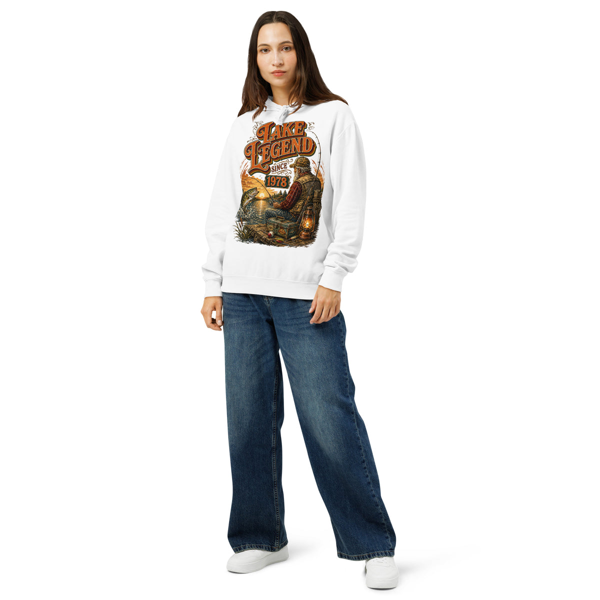 Fishing Lovers | Unisex garment-dried lightweight hoodie — LAKE LEGEND SINCE 1978 by printfluence