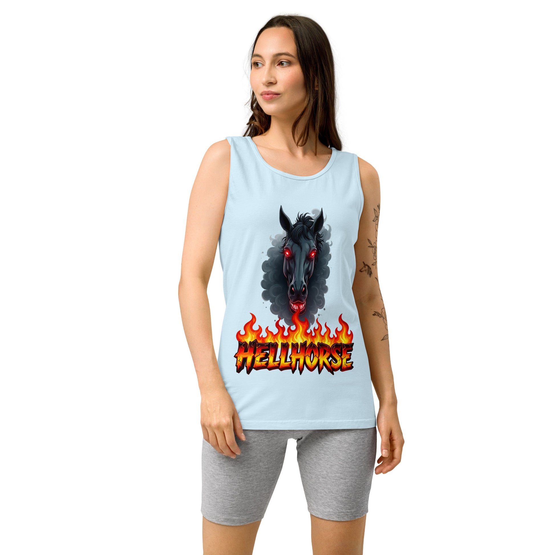 Unisex garment-dyed tank top - Hellhorse Unisex Garment-Dyed Tank Top – Fiery Street Legend Style by printfluence.net