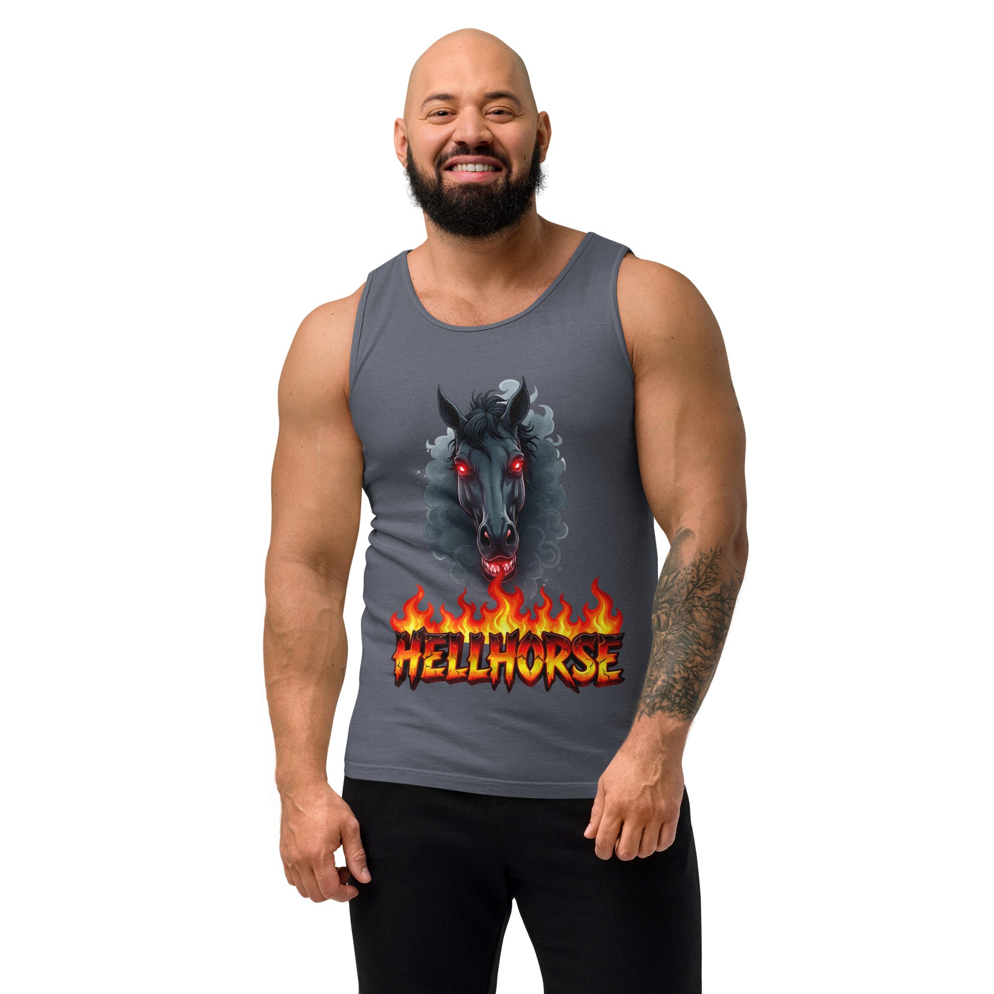Unisex garment-dyed tank top - Hellhorse Unisex Garment-Dyed Tank Top – Fiery Street Legend Style by printfluence.net