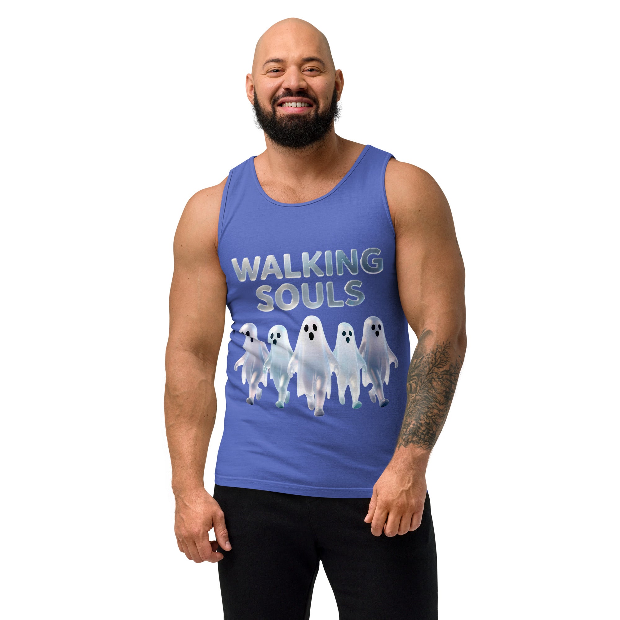 Unisex garment-dyed tank top - Walking Souls Unisex Garment-Dyed Tank Top – Artistic Luxury Streetwear for Bold Souls by printfluence.net