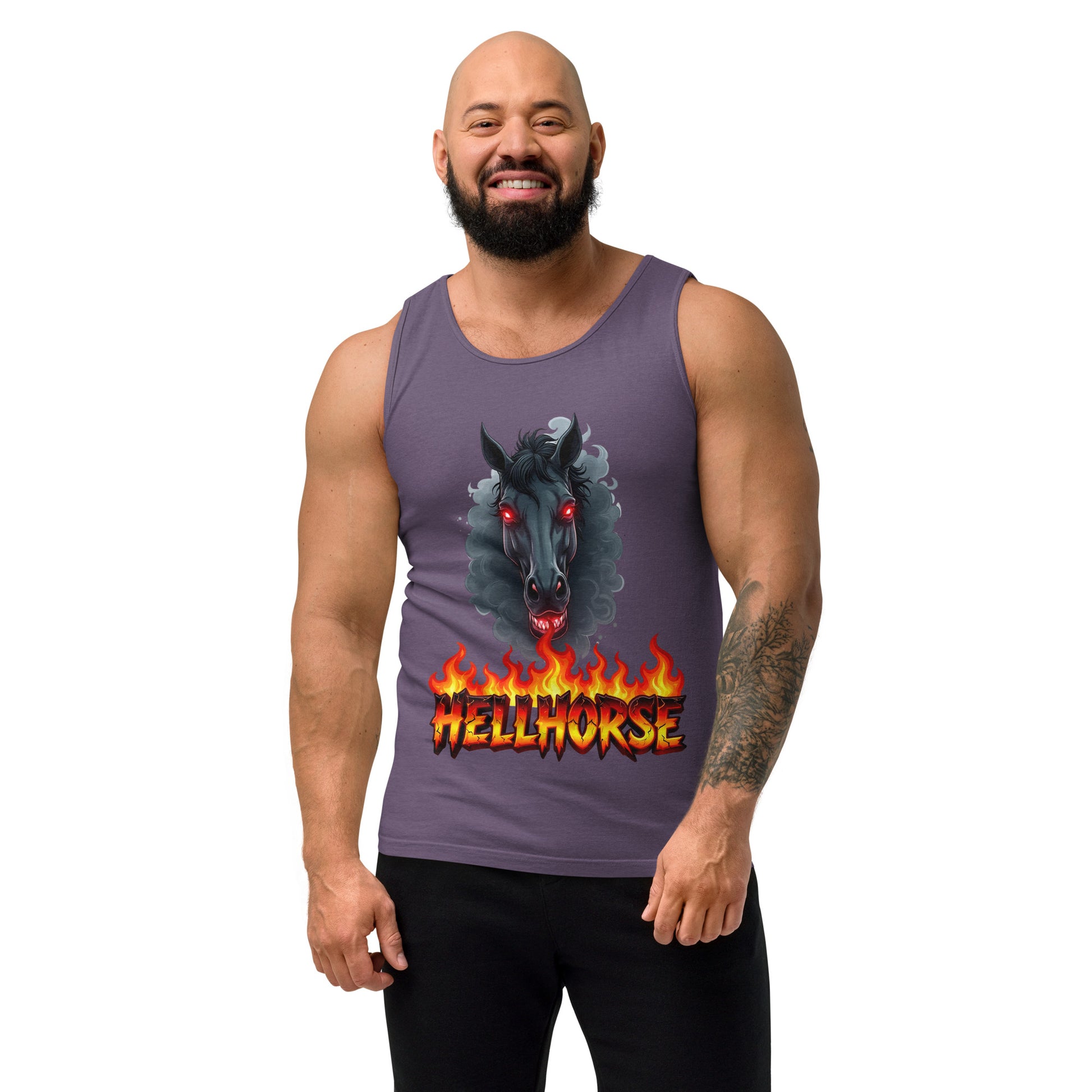 Unisex garment-dyed tank top - Hellhorse Unisex Garment-Dyed Tank Top – Fiery Street Legend Style by printfluence.net