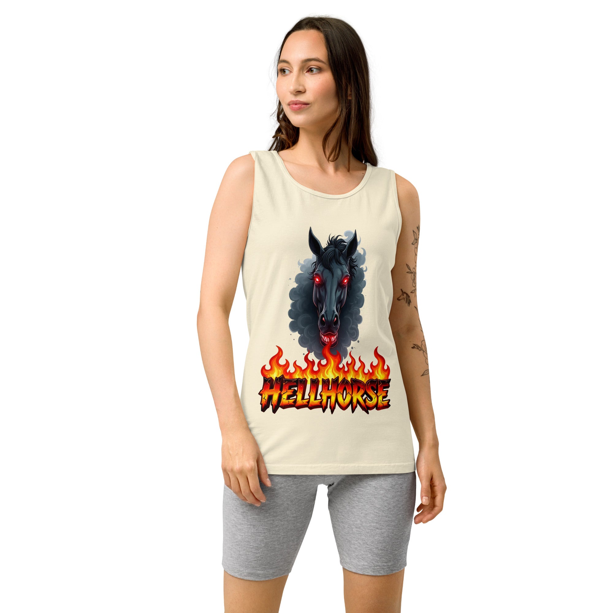 Unisex garment-dyed tank top - Hellhorse Unisex Garment-Dyed Tank Top – Fiery Street Legend Style by printfluence.net
