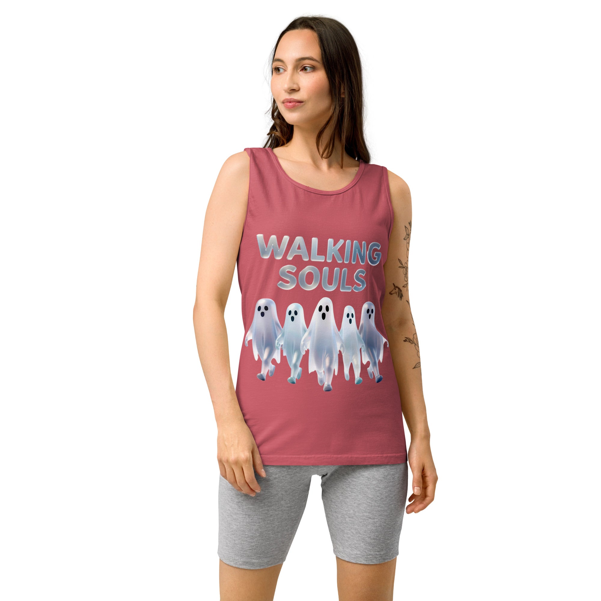 Unisex garment-dyed tank top - Walking Souls Unisex Garment-Dyed Tank Top – Artistic Luxury Streetwear for Bold Souls by printfluence.net