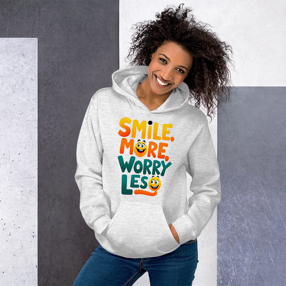 Unisex Hoodie - Smile More Worry Less Unisex Hoodie – Elite Mindset for Top Achievers by printfluence.net