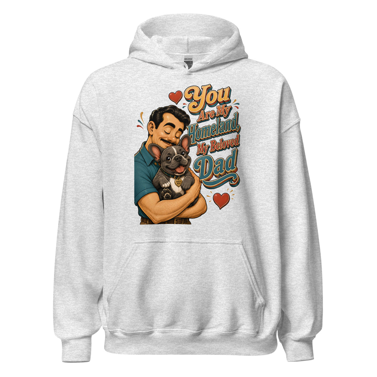 French Bulldog Dad Homeland Retro Unisex Hoodie by printfluence.net