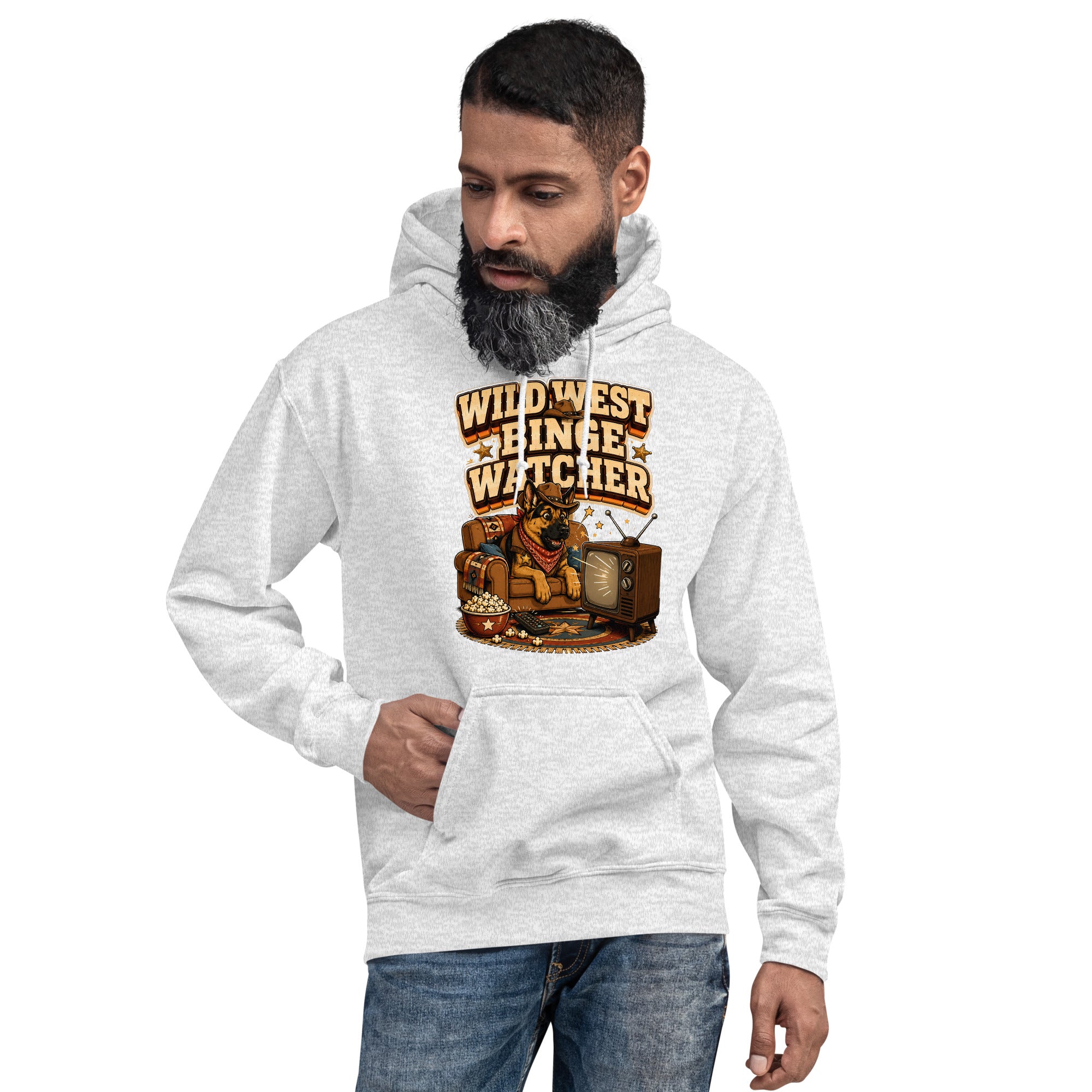 German Shepherd Wild West Binge Watcher Unisex Hoodie by printfluence.net