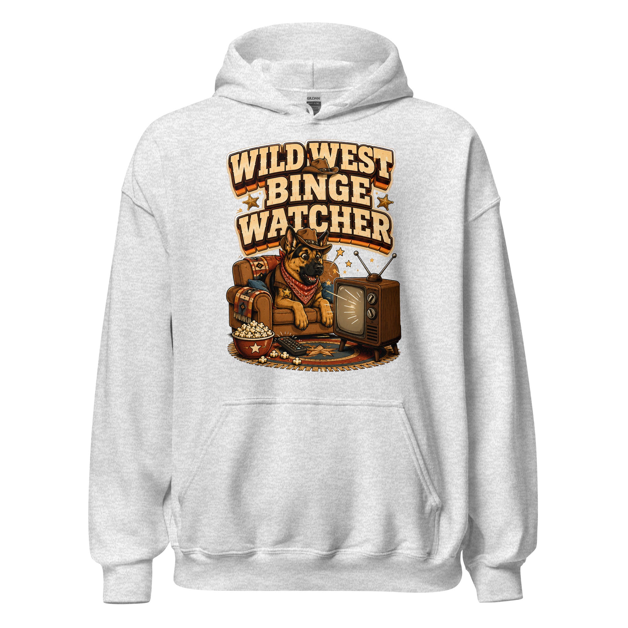 German Shepherd Wild West Binge Watcher Unisex Hoodie by printfluence.net