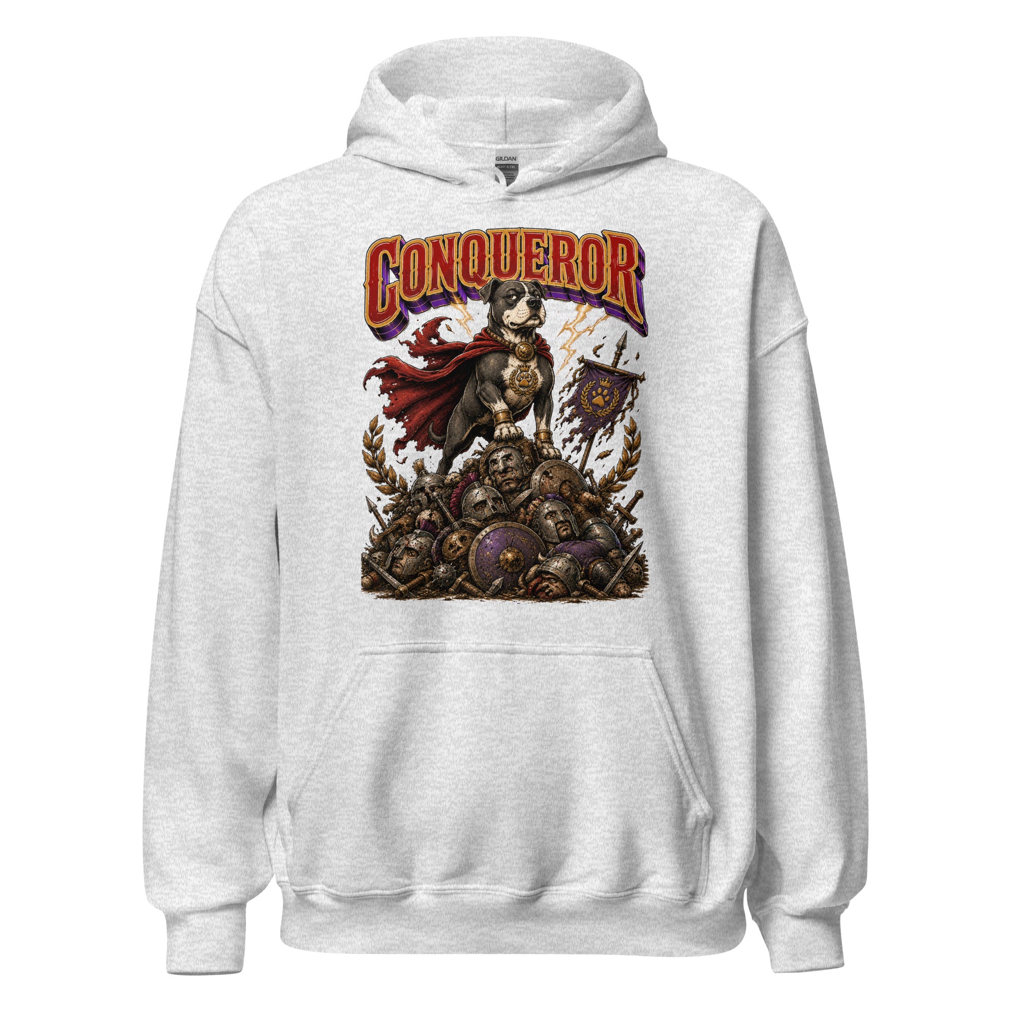 Pitbull Lovers | Unisex Heavy Blend Hoodie - Conqueror Warrior Dog by printfluence.net