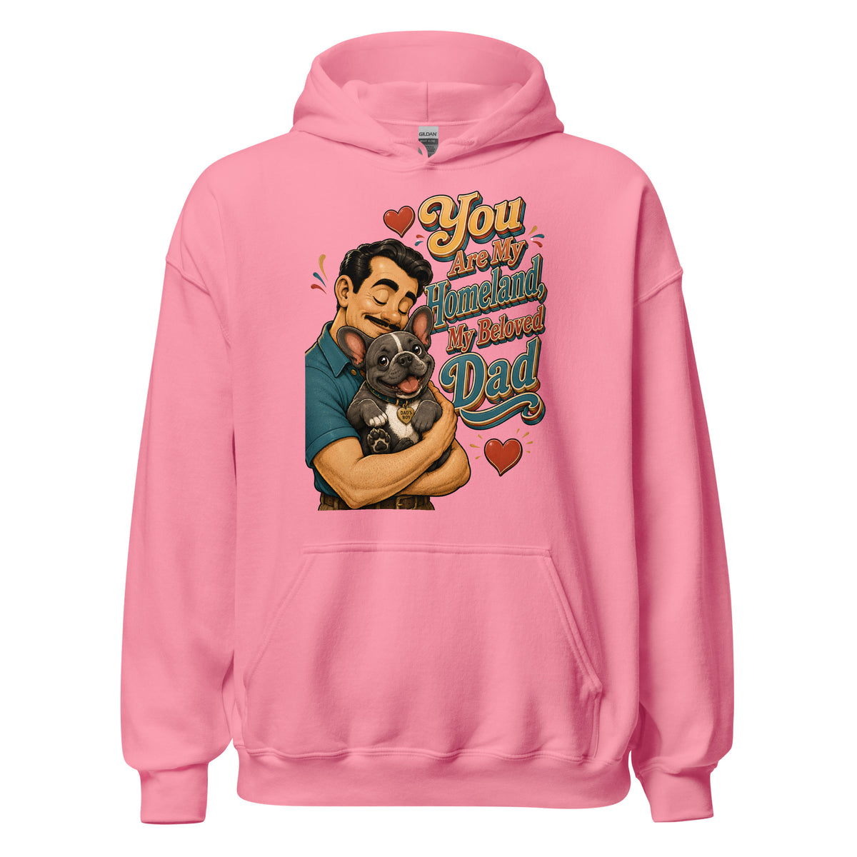 French Bulldog Dad Homeland Retro Unisex Hoodie by printfluence.net