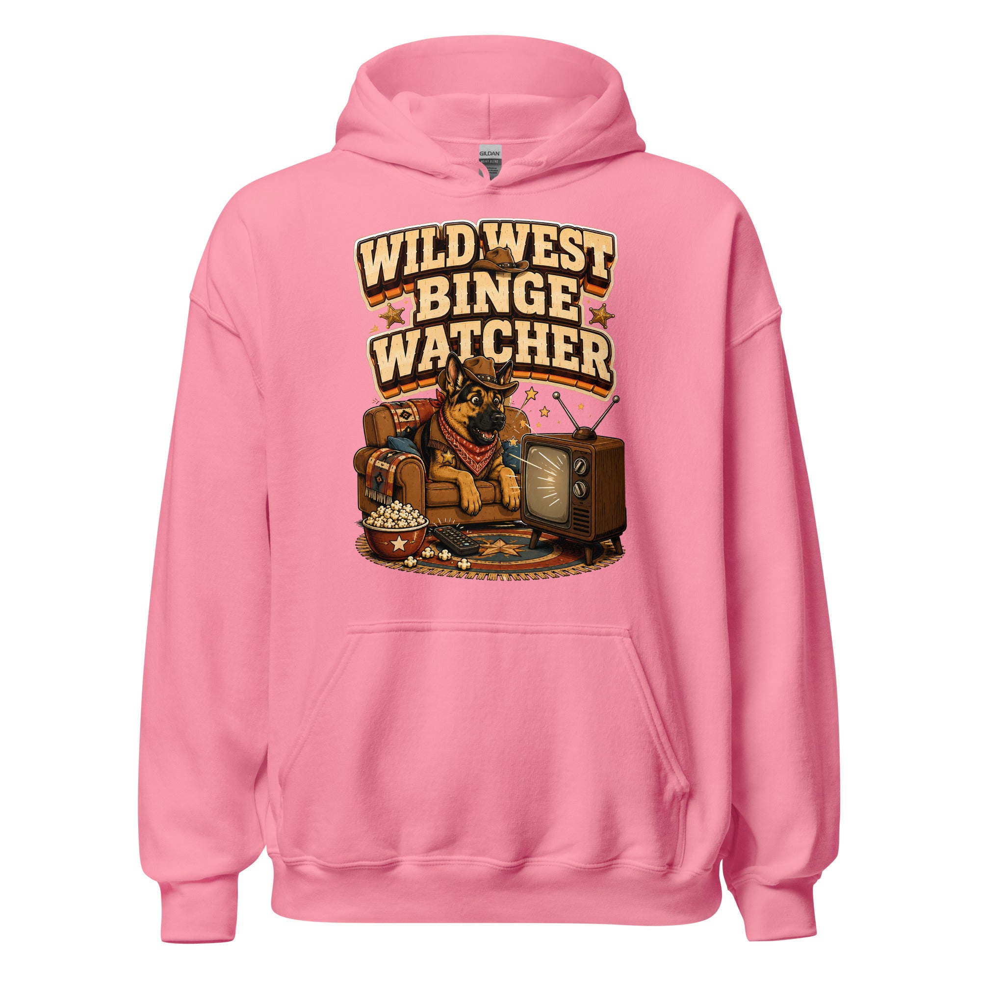 German Shepherd Wild West Binge Watcher Unisex Hoodie by printfluence.net