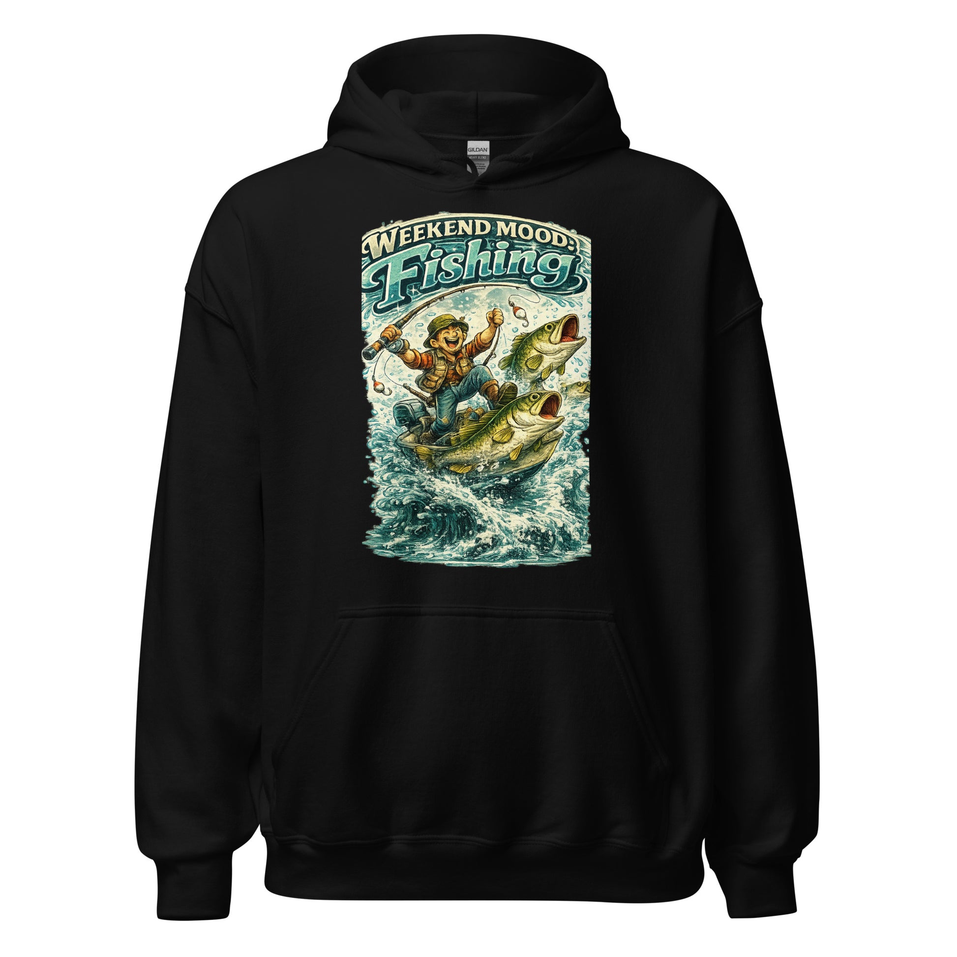 Weekend Mood Fishing Hoodie - Premium Vintage Bass Fishing Lovers Graphic Pullover by printfluence.net