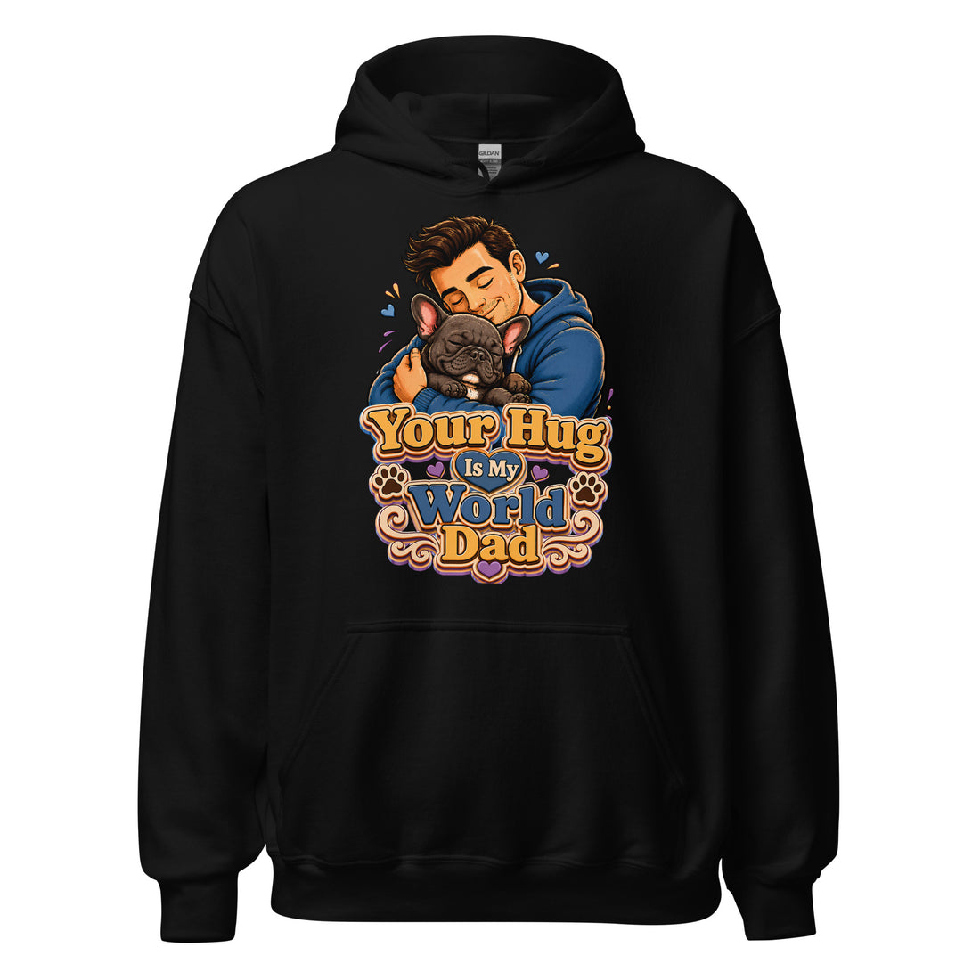 French Bulldog Dad Hug Unisex Hoodie by printfluence.net
