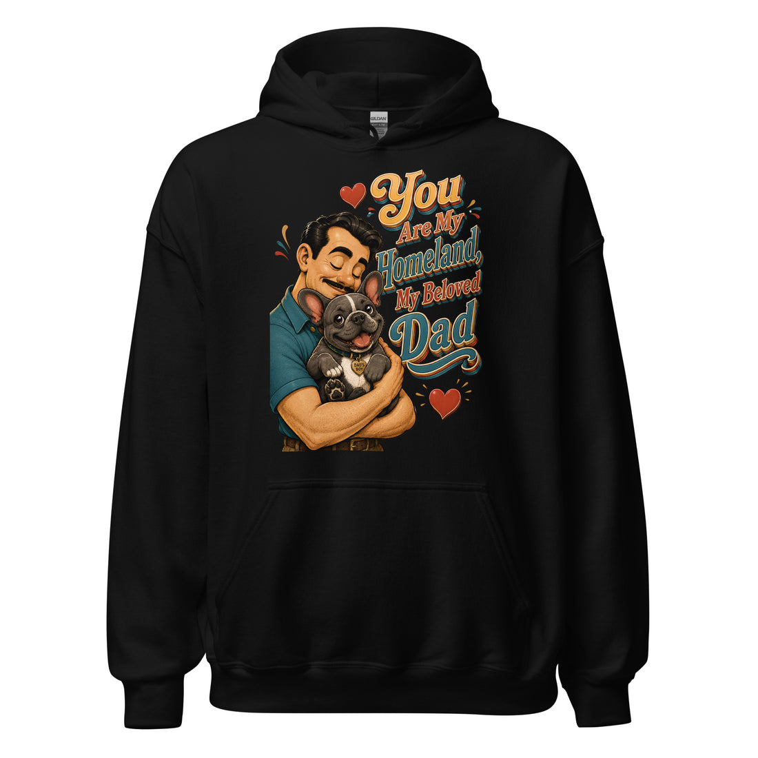 French Bulldog Dad Homeland Retro Unisex Hoodie by printfluence.net