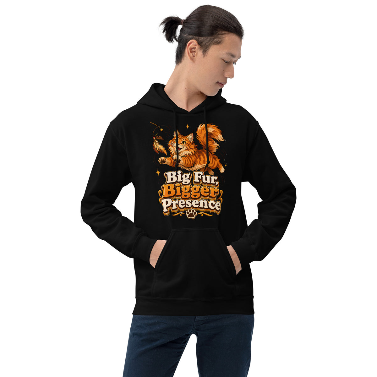 Big Fur Bigger Presence Cat Lovers Unisex Hoodie by printfluence.net