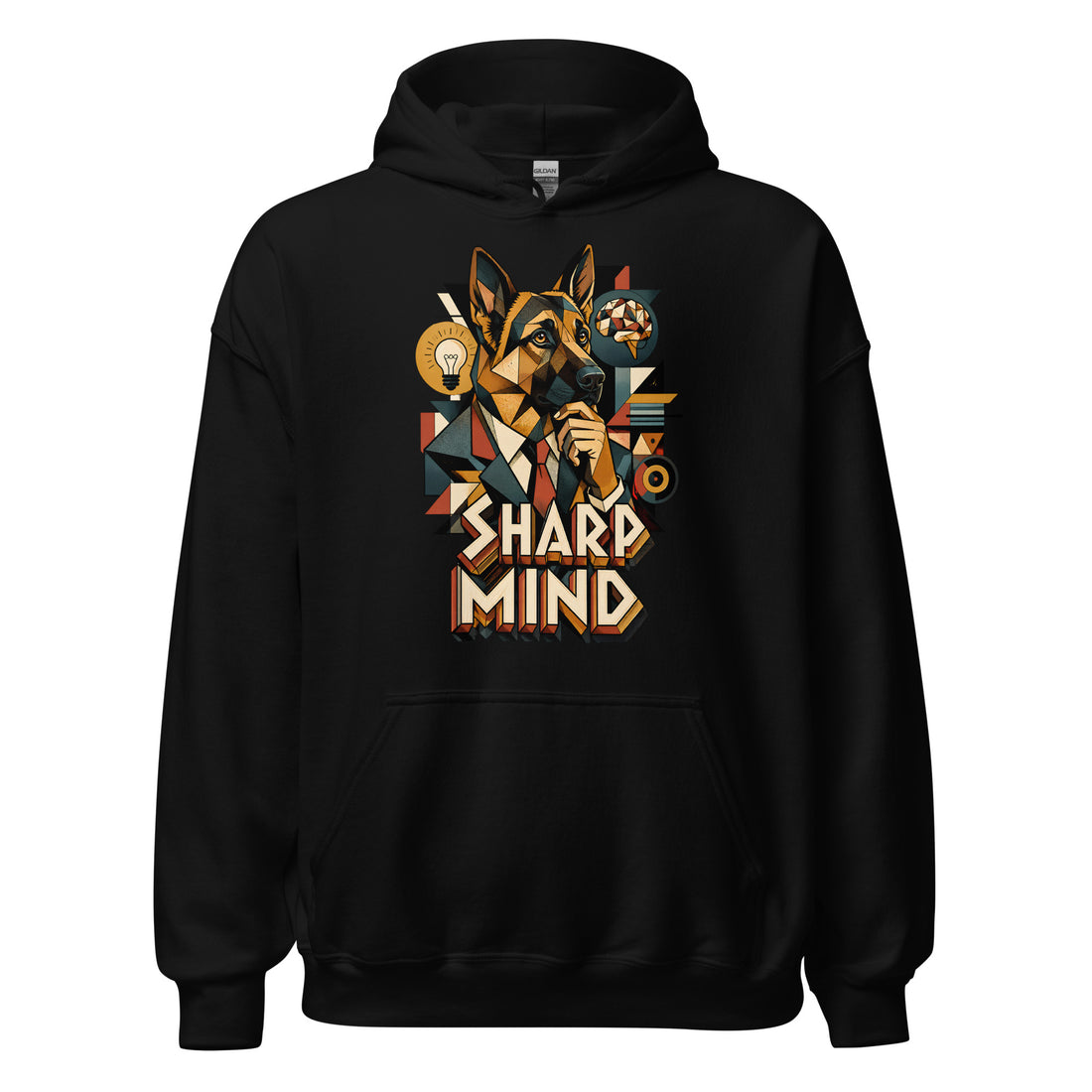 German Shepherd Lovers Unisex Hoodie Sharp Mind – Geometric Professional Canine Art Pullover by printfluence.net