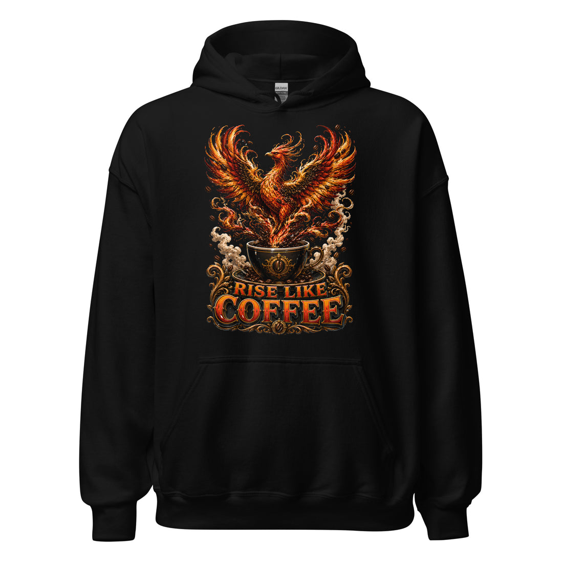 Coffee Lovers Unisex Hoodie Rise Like Coffee – Epic Phoenix Graphic Pullover by printfluence.net