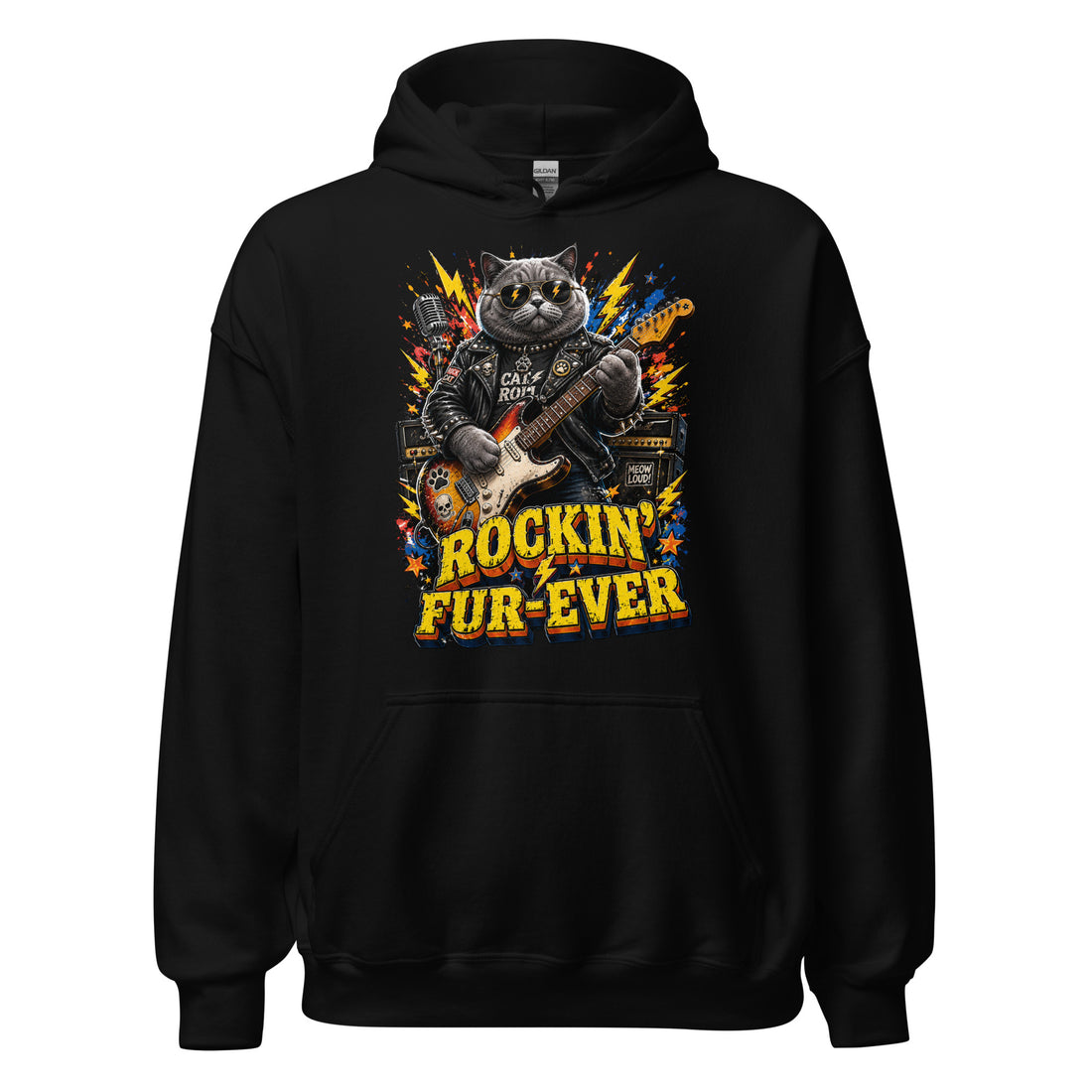 Cat Lovers Unisex Heavy Blend Hoodie "Rockin’ Fur-Ever" by printfluence.net