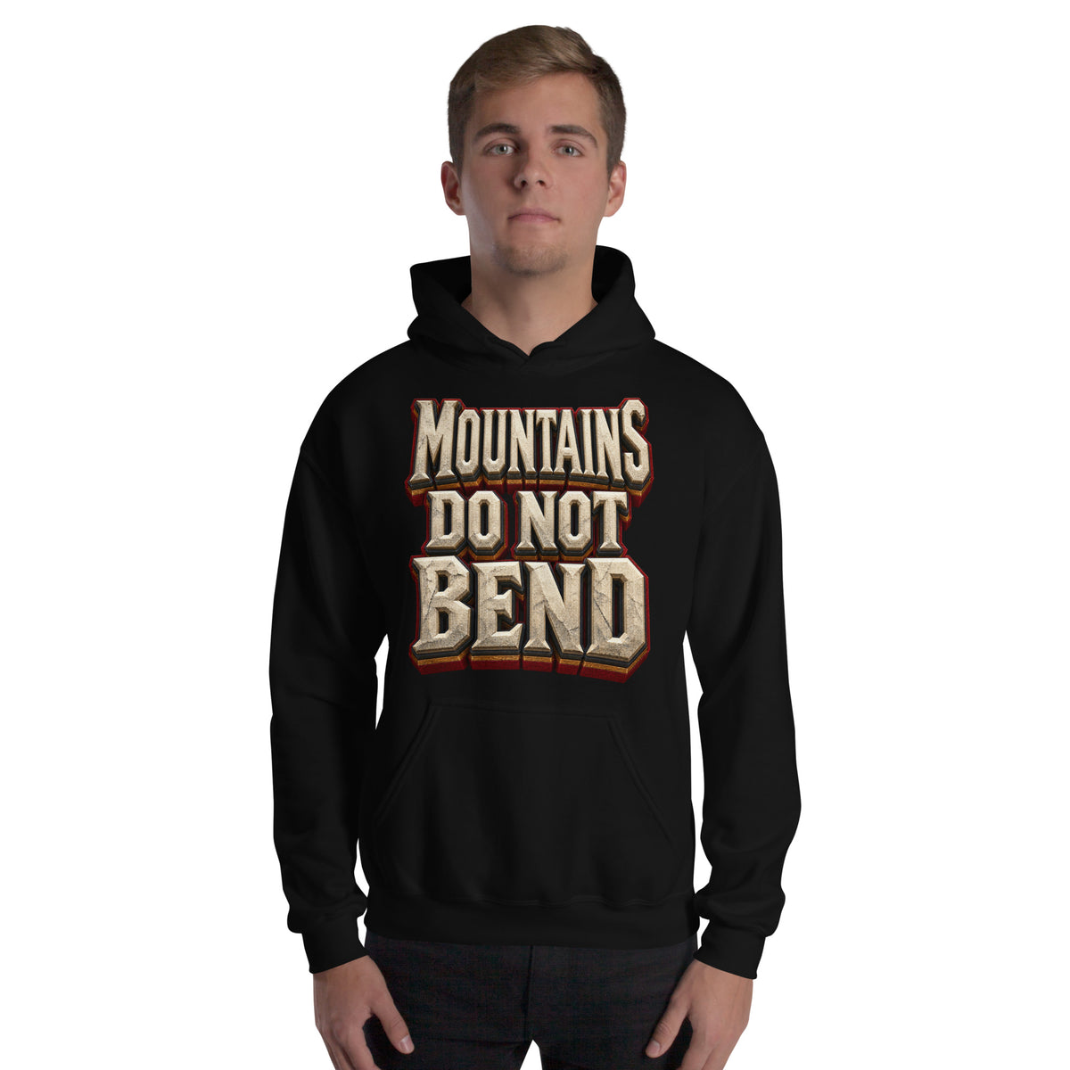 Inspirational Quotes Lovers | Unisex Heavy Blend Hoodie — MOUNTAINS DO NOT BEND by printfluence
