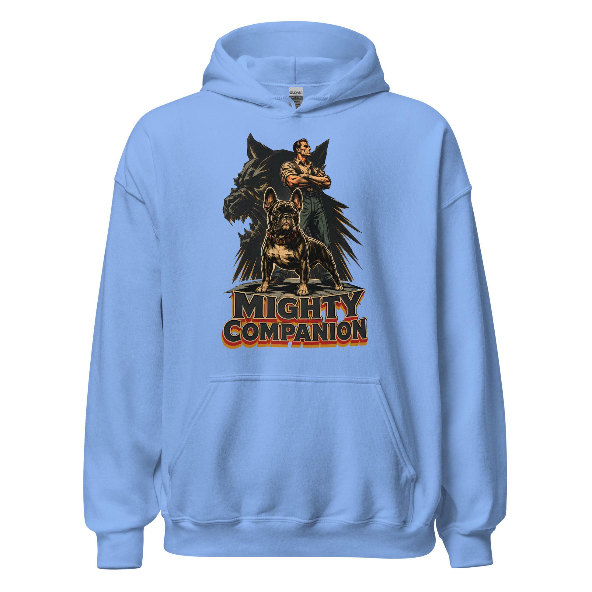 Mighty Companion Heavy Blend Hoodie - Unisex French Bulldog Lovers Graphic Pullover H-16 by printfluence.net