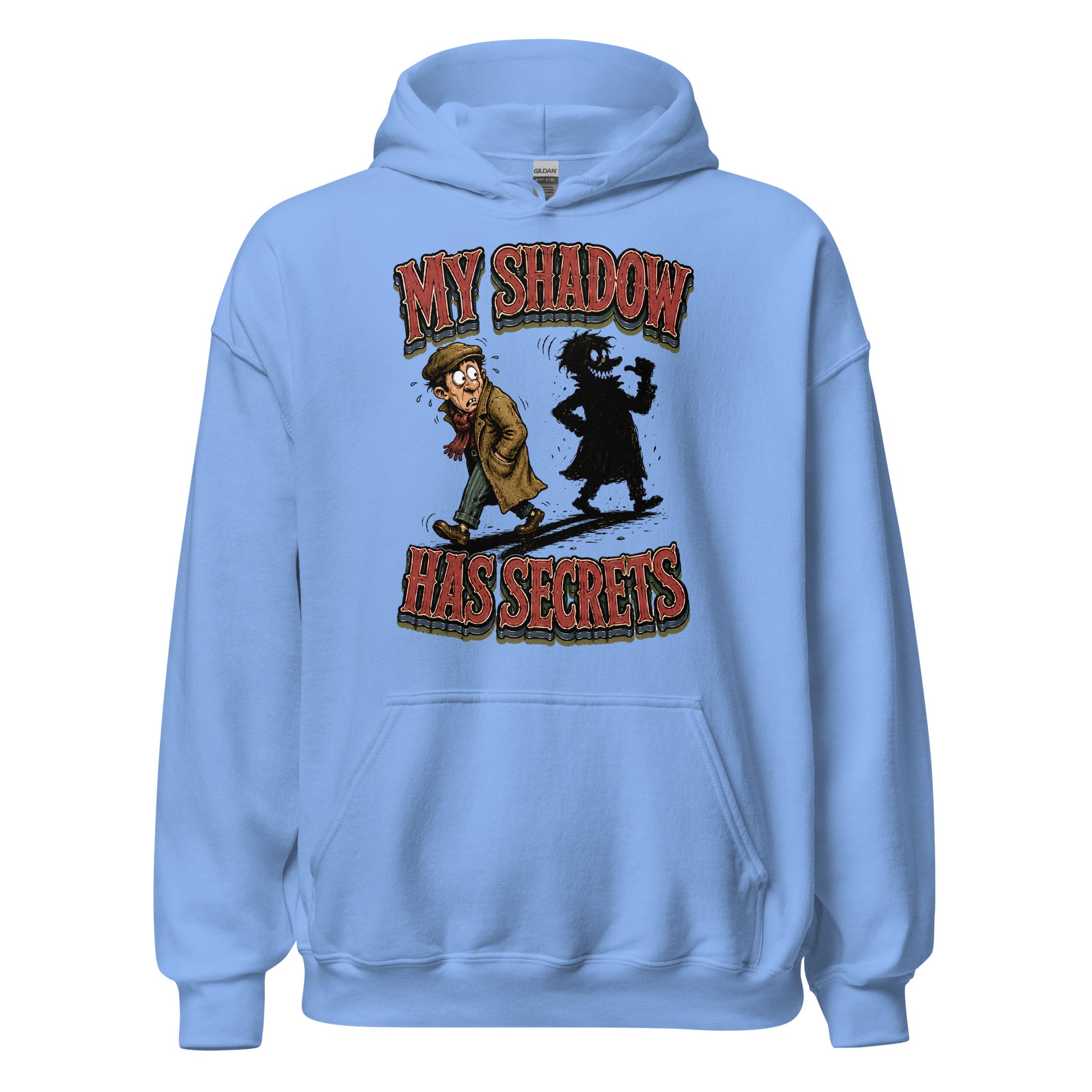 Horror & Mystery Lovers Unisex Heavyweight Fleece Hoodie with "My Shadow Has Secrets" Design by printfluence.net