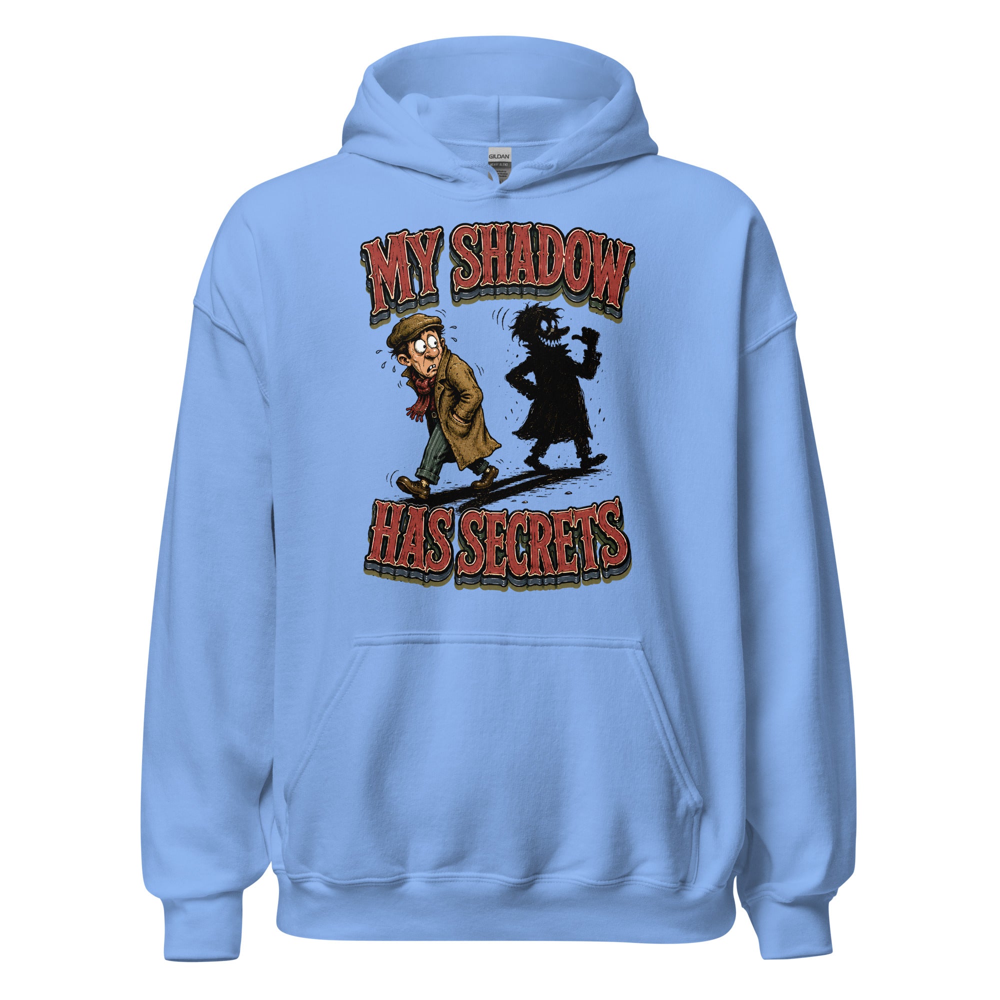 Horror & Mystery Lovers Unisex Heavyweight Fleece Hoodie with "My Shadow Has Secrets" Design by printfluence.net