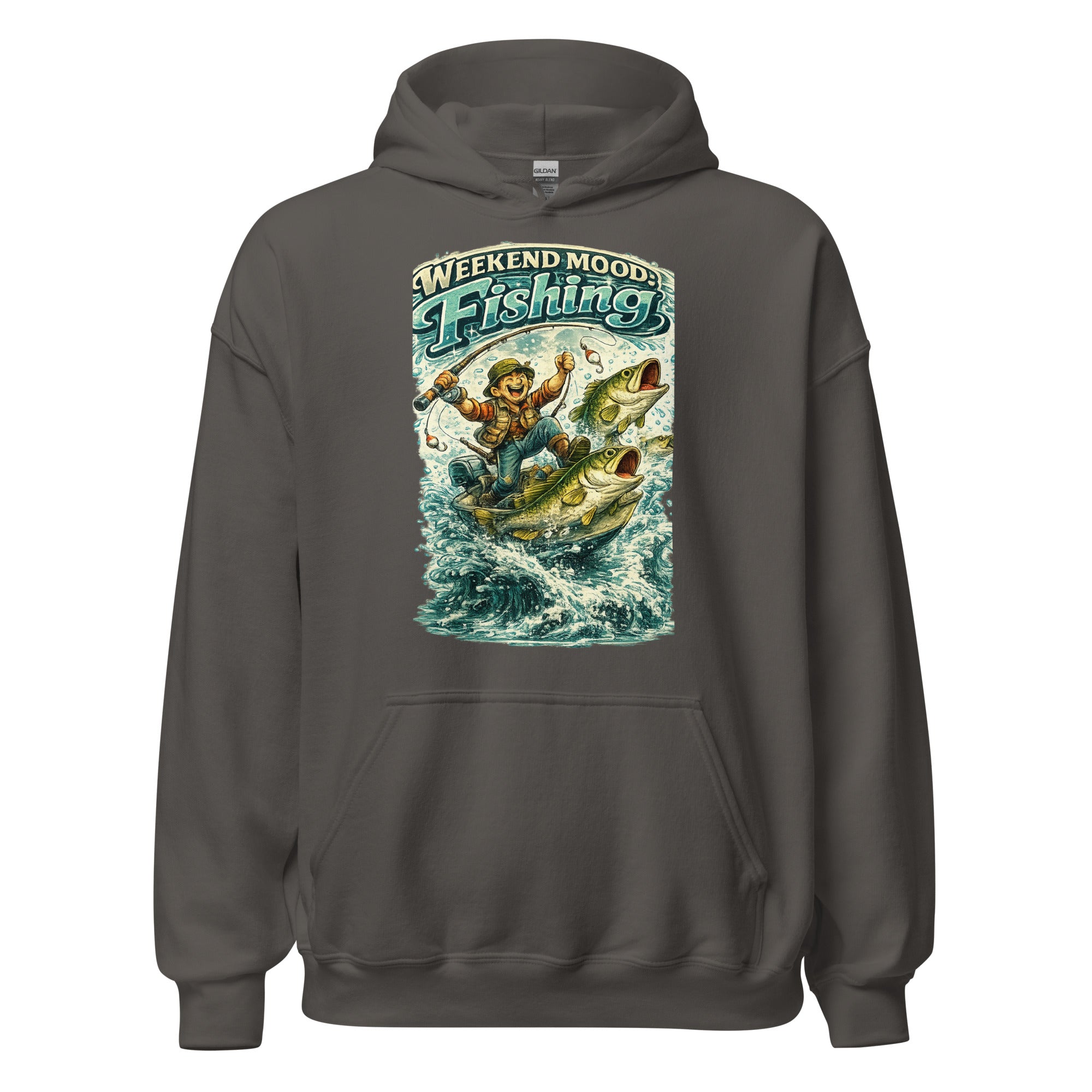 Weekend Mood Fishing Hoodie - Premium Vintage Bass Fishing Lovers Graphic Pullover by printfluence.net