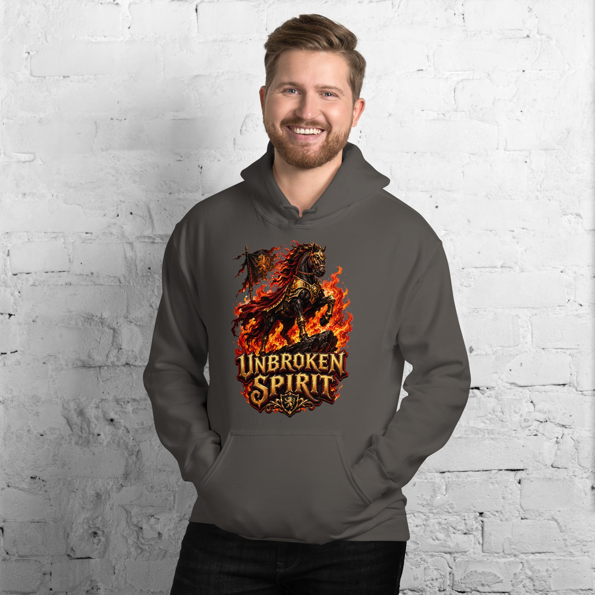 Unbroken Spirit Horse Heavyweight Unisex Hoodie – Ultimate Horse Lovers Edition by printfluence.net